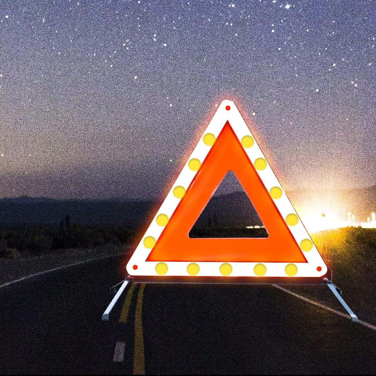 WORKKOOL Warning Triangle, Road Flares Reflective Safety Triangle Emergency Roadside Reflector, 3 Packs