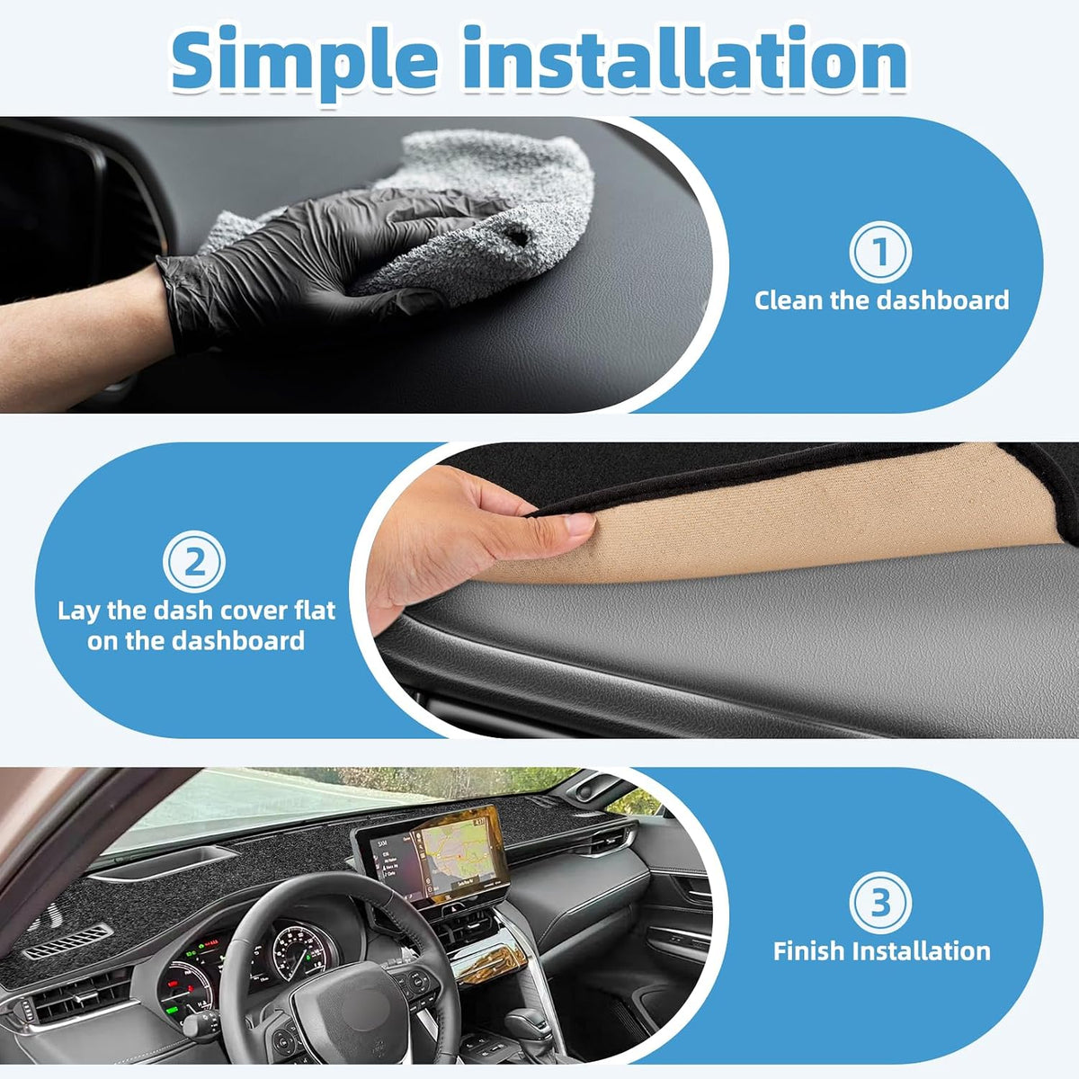Dash Cover Mat Compatible with Toyota Venza 2021-2024 Non-Slip Dashboard Cover Mat Sunshade UV Rays Protector Interior Accessories