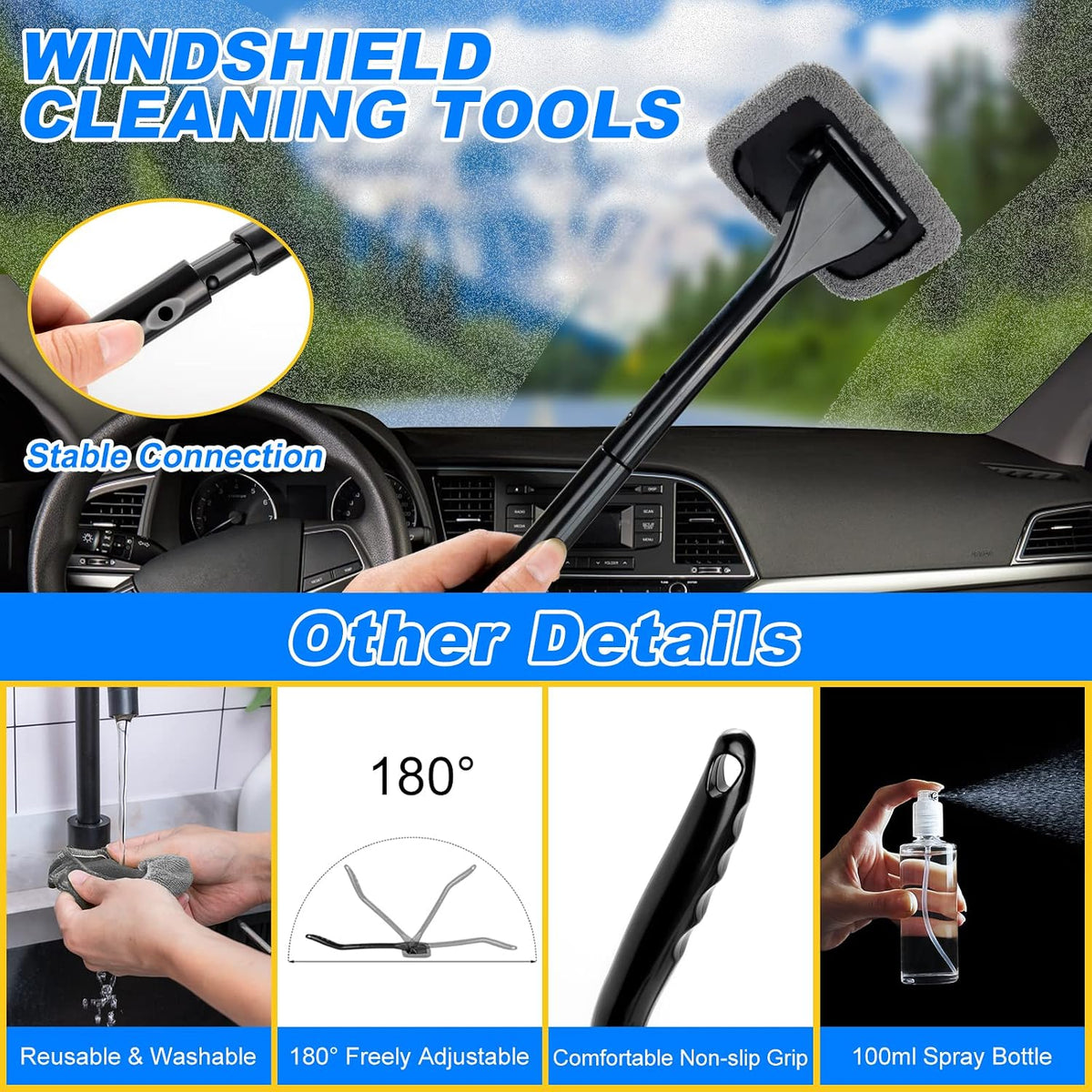 41Pcs Car Cleaning Kit, Interior Detailing Kit with High Power Handheld Vacuum, Detailing Brush Set, Windshield Tool, Snow Shovel, Black Complete Auto Accessories for Women, Men