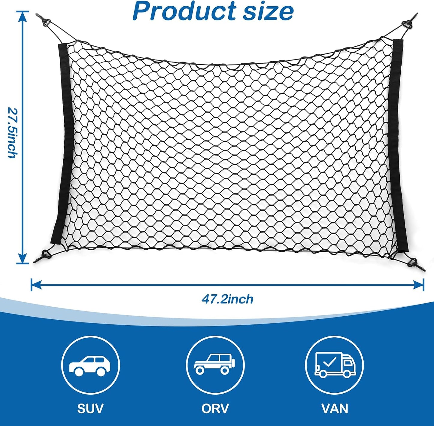 Dog Car Barrier Net Pet Car Divider Back Seat Barrier Net for Trucks, SUV, Full Sized Sedans Pet Restraint Car Backseat Divider Vehicle Gate Cargo Area Travel Trunk Mesh Net Screen Barricade