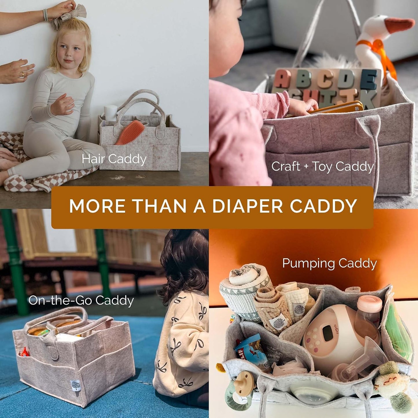 Parker Baby Diaper Caddy - Nursery Storage Bin and Car Organizer for Diapers and Baby Wipes - Charcoal, Regular