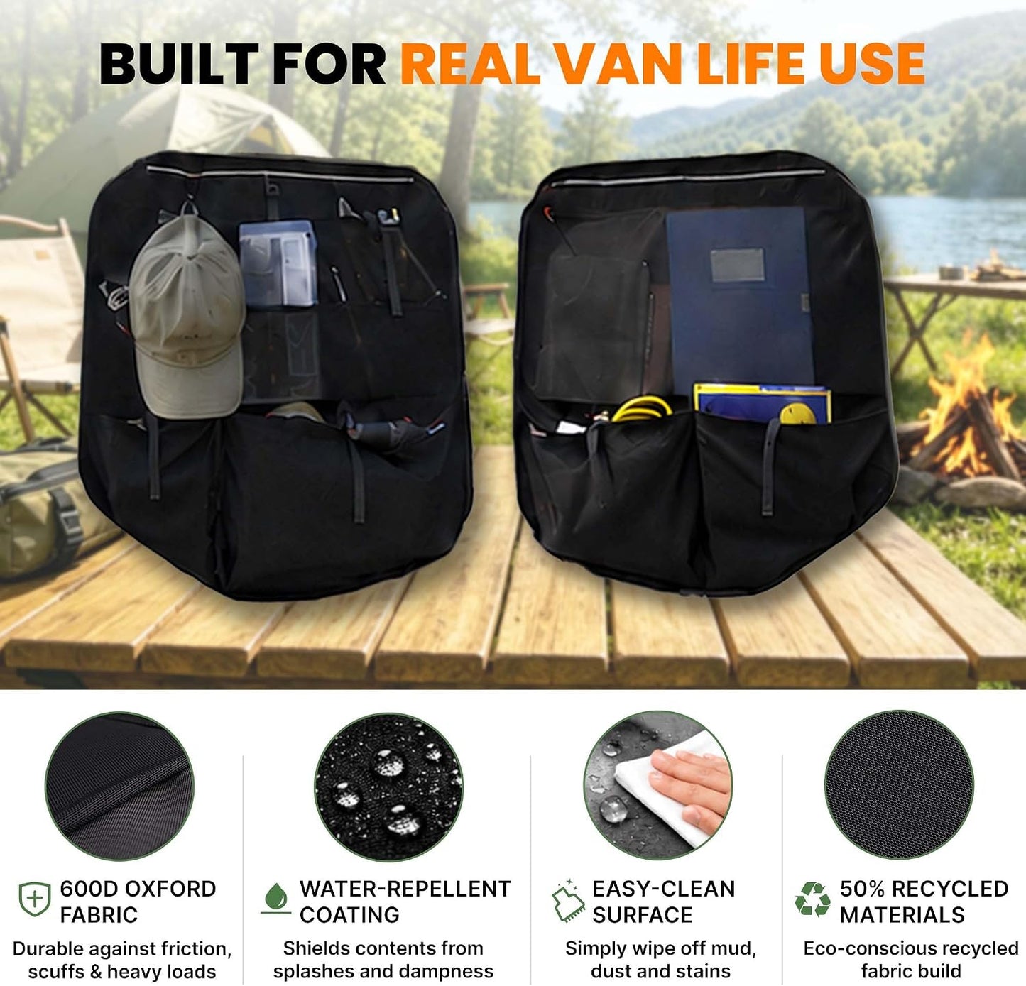 MELIPRON Rear Door MIDDLE Storage Panels Fit for Mercedes Sprinter | VS30 High/Mid Roof 2019-2026, Pair of Modular Bags, Extra Storage Capacity, Space-Saving Design, Ideal for Van Organization