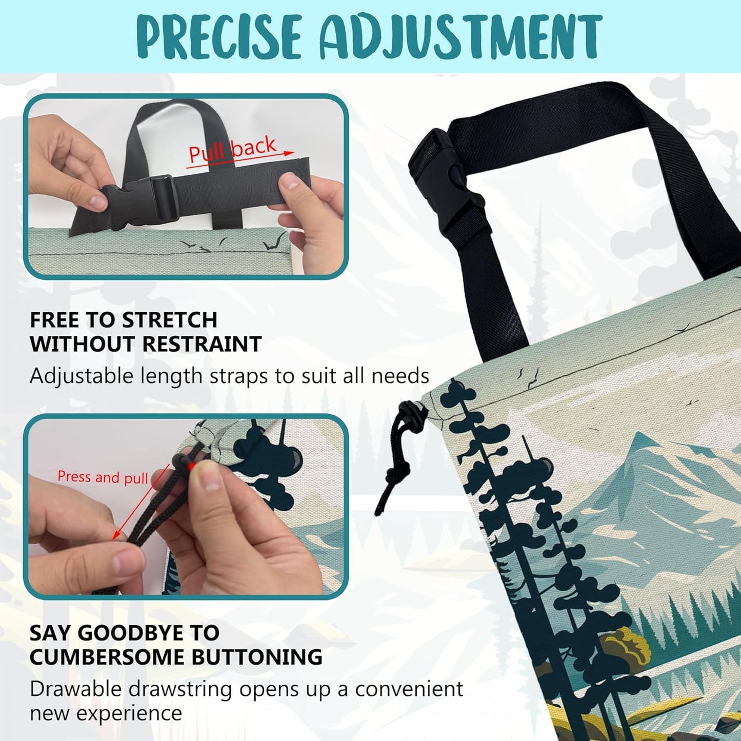 Car Garbage Bag Mountain and River Forest Hanging Canvas Car Trash Bag Waterproof Drawstring Car Back Seat Organizer for Car Back Front Seat Console with Adjustable Buckle