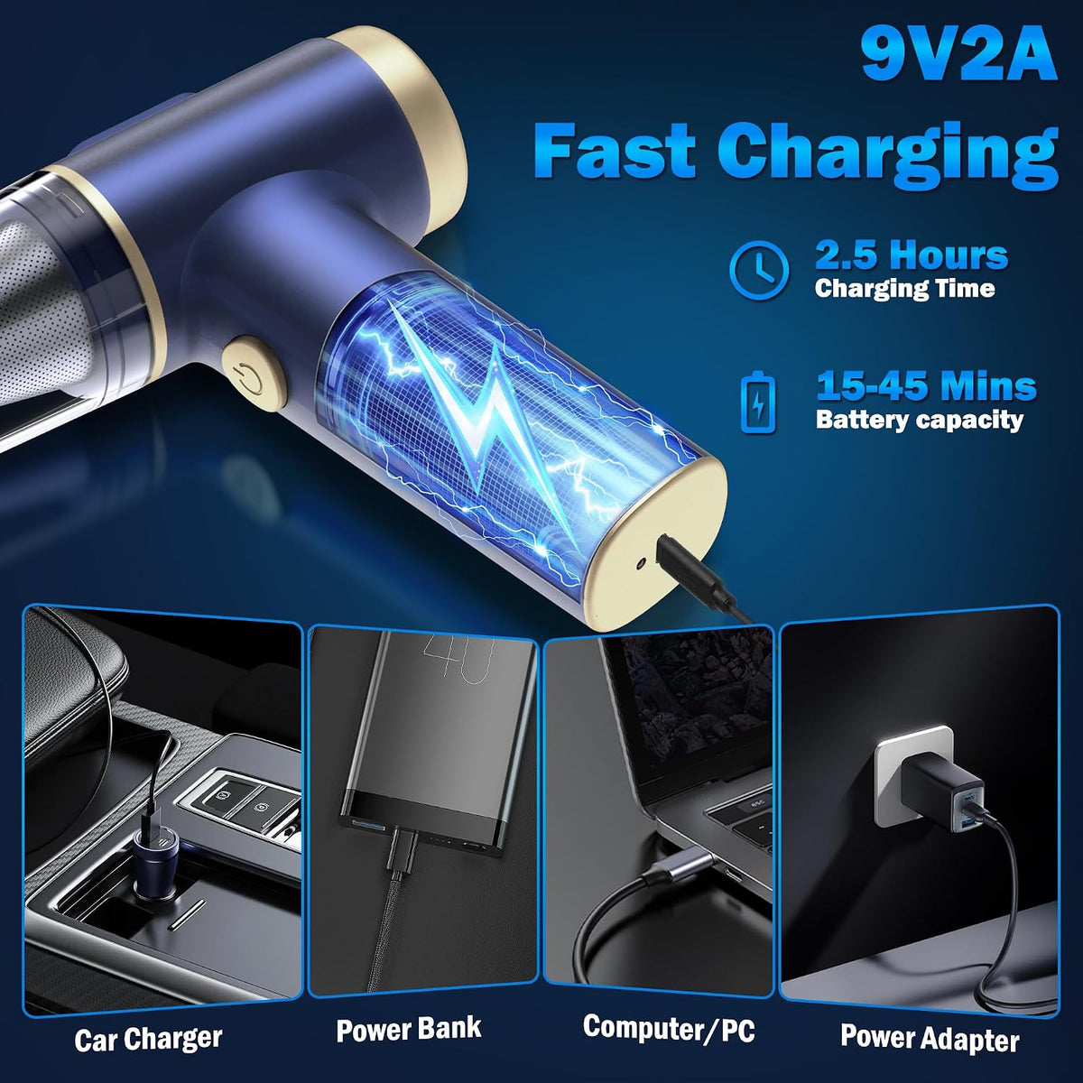 Handheld Car Vacuum Cleaner,4-in-1 Portable Mini Car Vacuum Cleaner