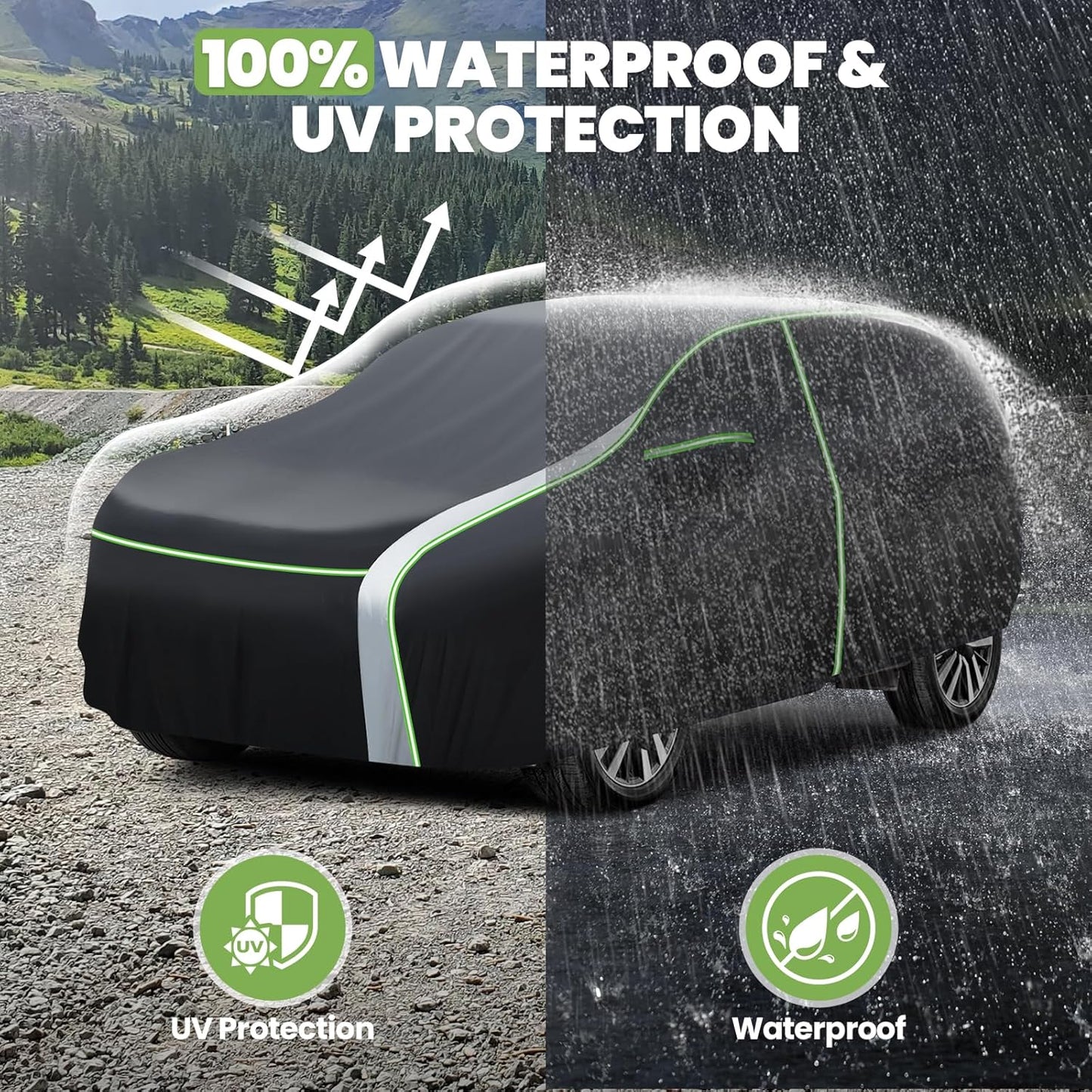 Cartist 420d 100% Waterproof Car Cover for Toyota RAV4 1994-2026 2027, SUV Car Cover for Rav4 CR-V Accessories, with Zipper & Reflective Safety Strips, Oxford Fabric