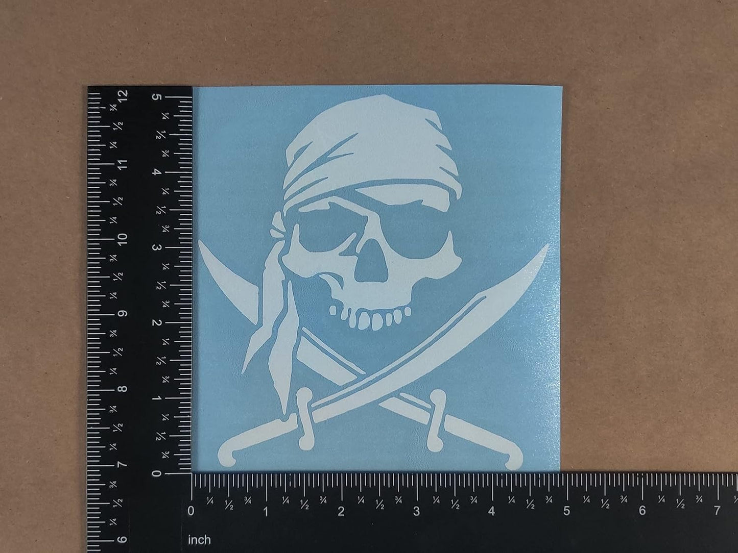 Pirate Decals 4 Pack: Skull and Swords, Ship, Flag, Compass (White, PiratesOne Large 5")