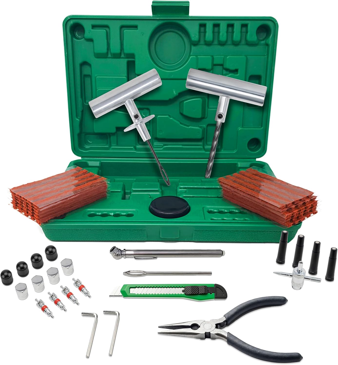 Tire Plug Kit 86 Piece - Universal Heavy Duty Flat Tire Repair Tool Kit - Fix for Car, Truck, Motorcycle, ATV, RV, Jeep & More - All in One Puncture Repair Kit