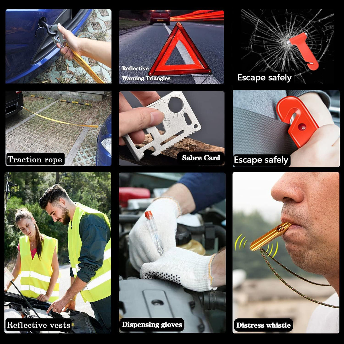 Roadside Emergency Car Kit, Safety Car Kit,with Jumper Cables emergency kit