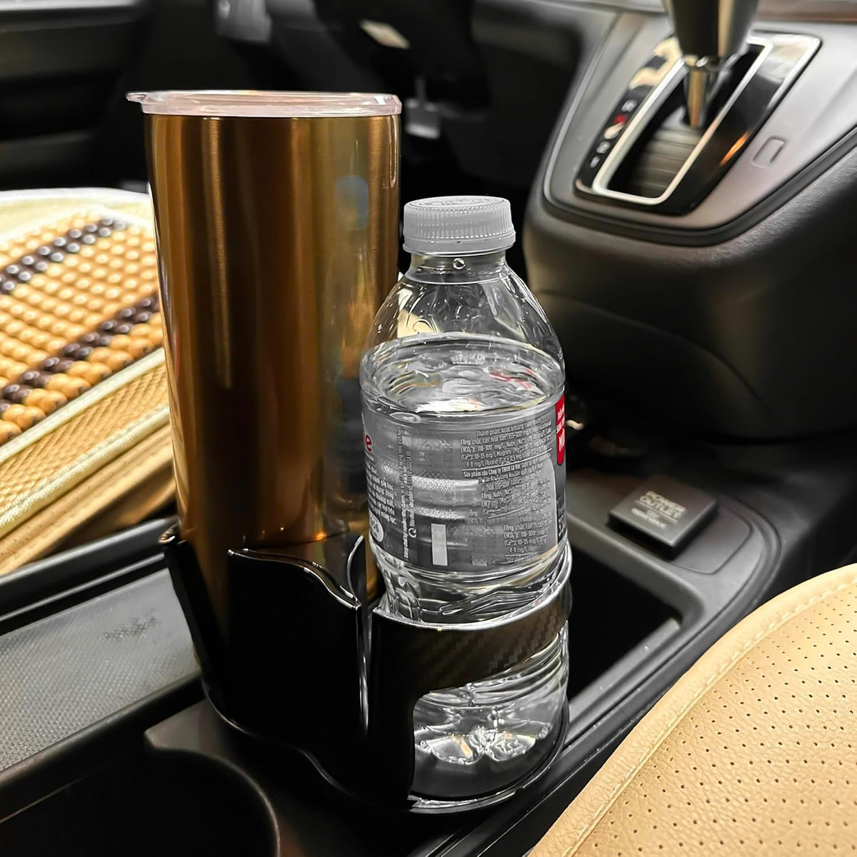 Double Cup Holder for Car, 2 in 1 Extra Cup Insert with Expandable Base, Multifunctional Extender Expander Adapter with Elastic Open-Close Cup Mouth, Adjustable Bracket FOR 2.1''-2.9'' BOTTLE DIAMETER