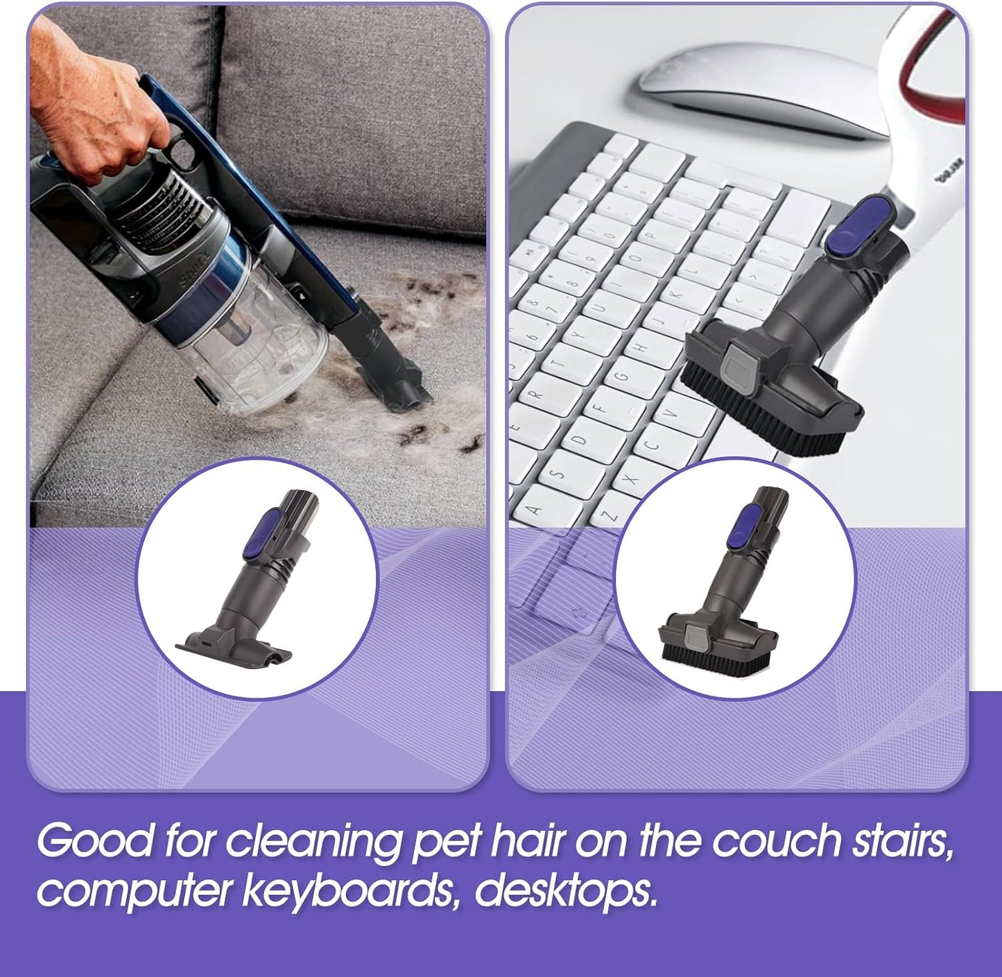 Vacuum Crevice Tool Brush Replacement Parts Compatible with Shark Pet Cordless Stick IX141 IZ162H IZ163H IZ362H IZ562H IZ140 IZ142 UZ145 Removable two-in-one Tool Brush Attachments for D-Shaped Vacuum