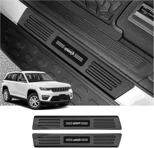 ZZEQYG 2 Pcs Front Door Sill Protector for Jeep Grand Cherokee L (Only for Front Door) 2022-2025 2026 Accessories ABS Material Door Sill Guards Trim