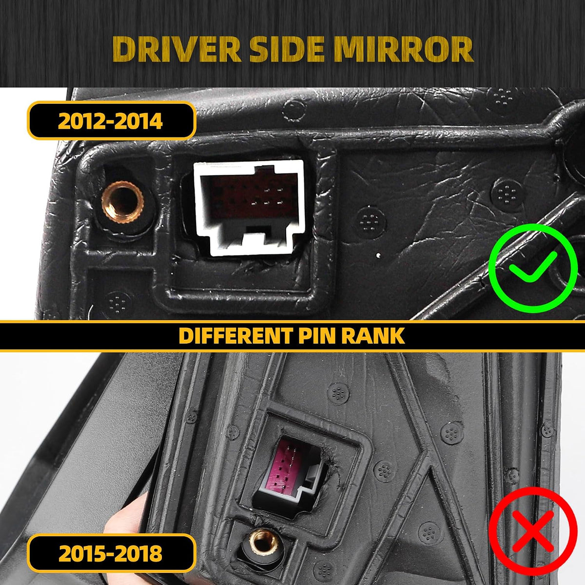 Dasbecan Left Side Mirror Compatible with 2012-2014 Ford Focus Black 5Pins