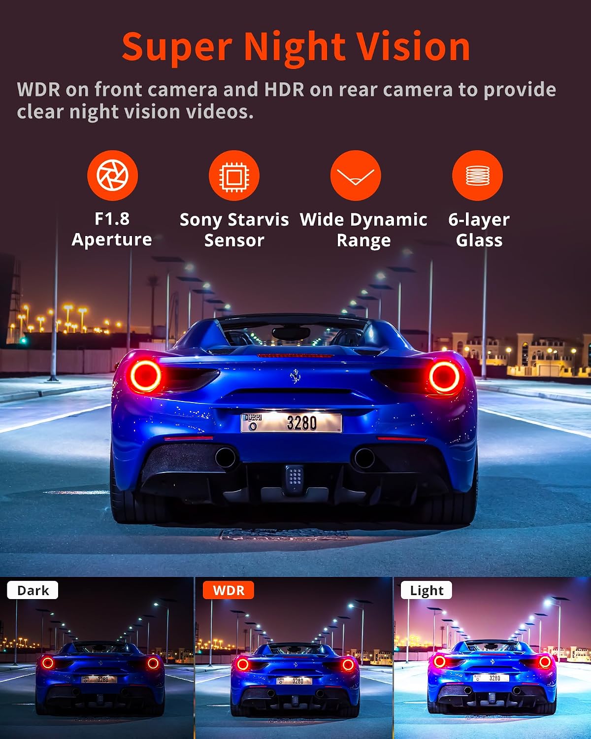 Kingslim D4PRO Dash Cam Front and Rear - 4K + 2K Dual Car Dashcam with WiFi GPS Dash Camera, Optional Inside Recording, Voice Control, Type C, Support 256GB Max