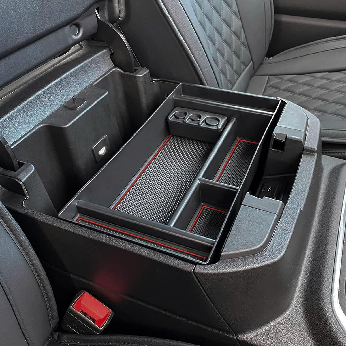 Latest Full Size Tray Compatible with 2019-2022 Chevy Silverado/GMC Sierra 1500 and 2020-2023 Silverado/Sierra 2500HD 3500HD, New Center Console Organizer (Full Console w/Bucket Seats ONLY)