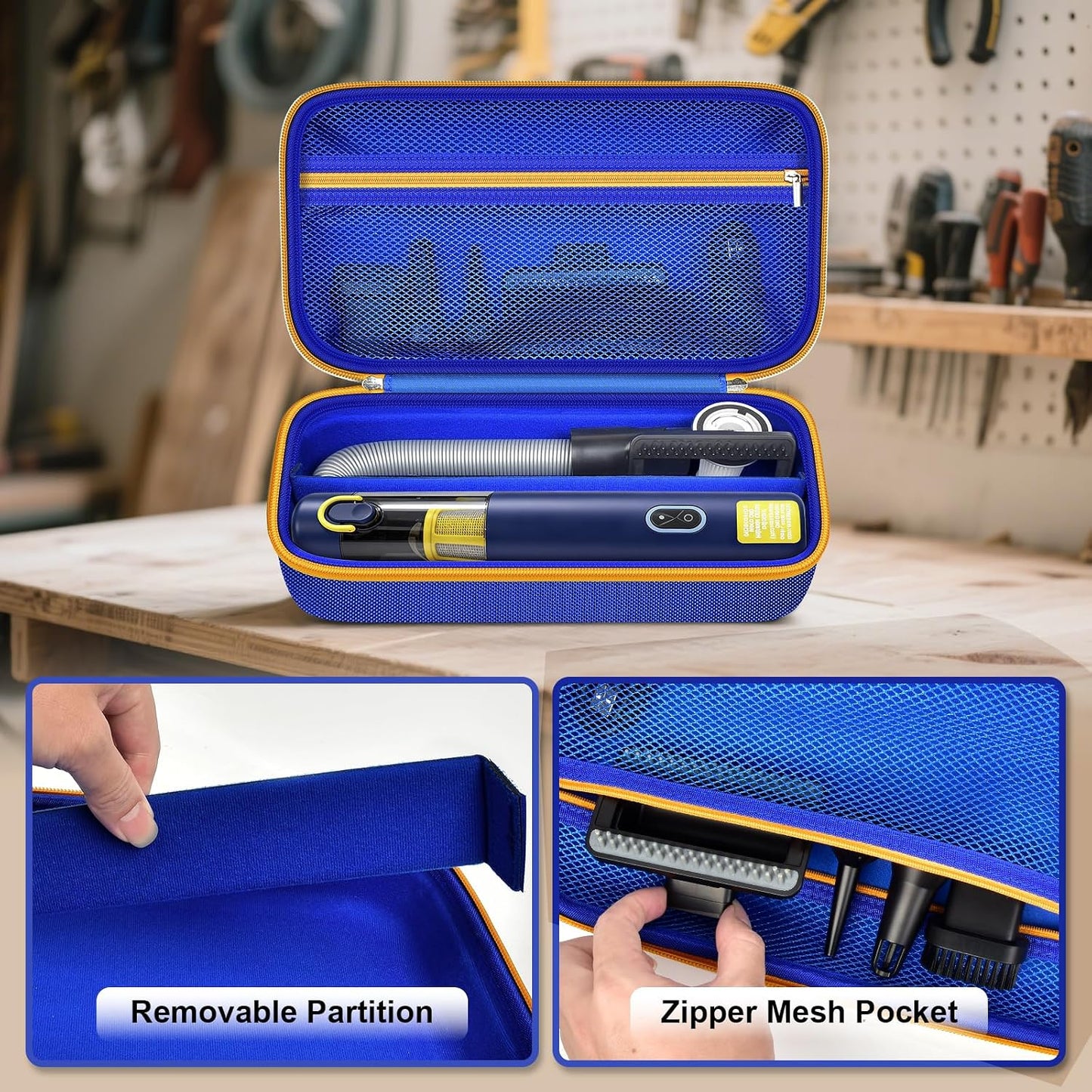 GWCASE Car Vacuum Case Compatible with Fanttik V8/V10 Apex/Mate, Case Only | Removable Divider, Mesh Pocket for Accessories, EVA Shell Protection for Trunk, Truck and Road-Trip Storage