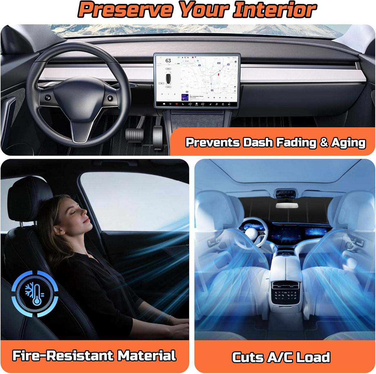 Windshield Sun Shade Compatible for 2020-2025 Benz GLE GLS Silver Reflective Foldable Front Sun Visor Sunshade Protector with Storage Bag Keep Interior Cool