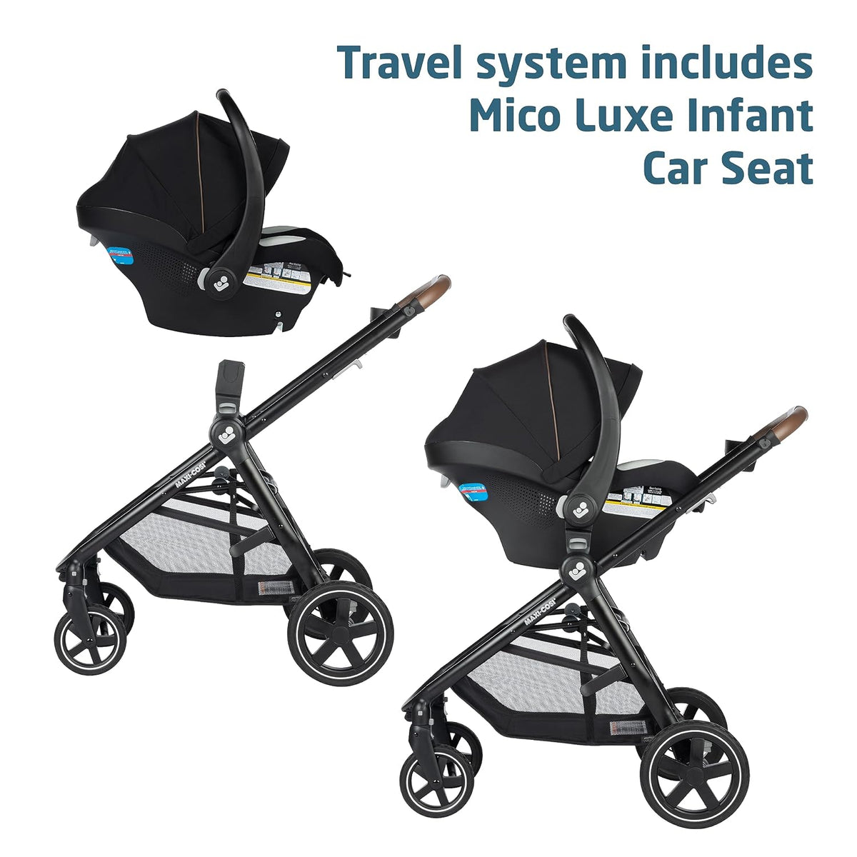 Maxi-Cosi Zelia™² Luxe 5-in-1 Modular Travel System, New Hope Black & Mico 30 Stand-Alone Additional Infant Car Seat Base, Black, One Size