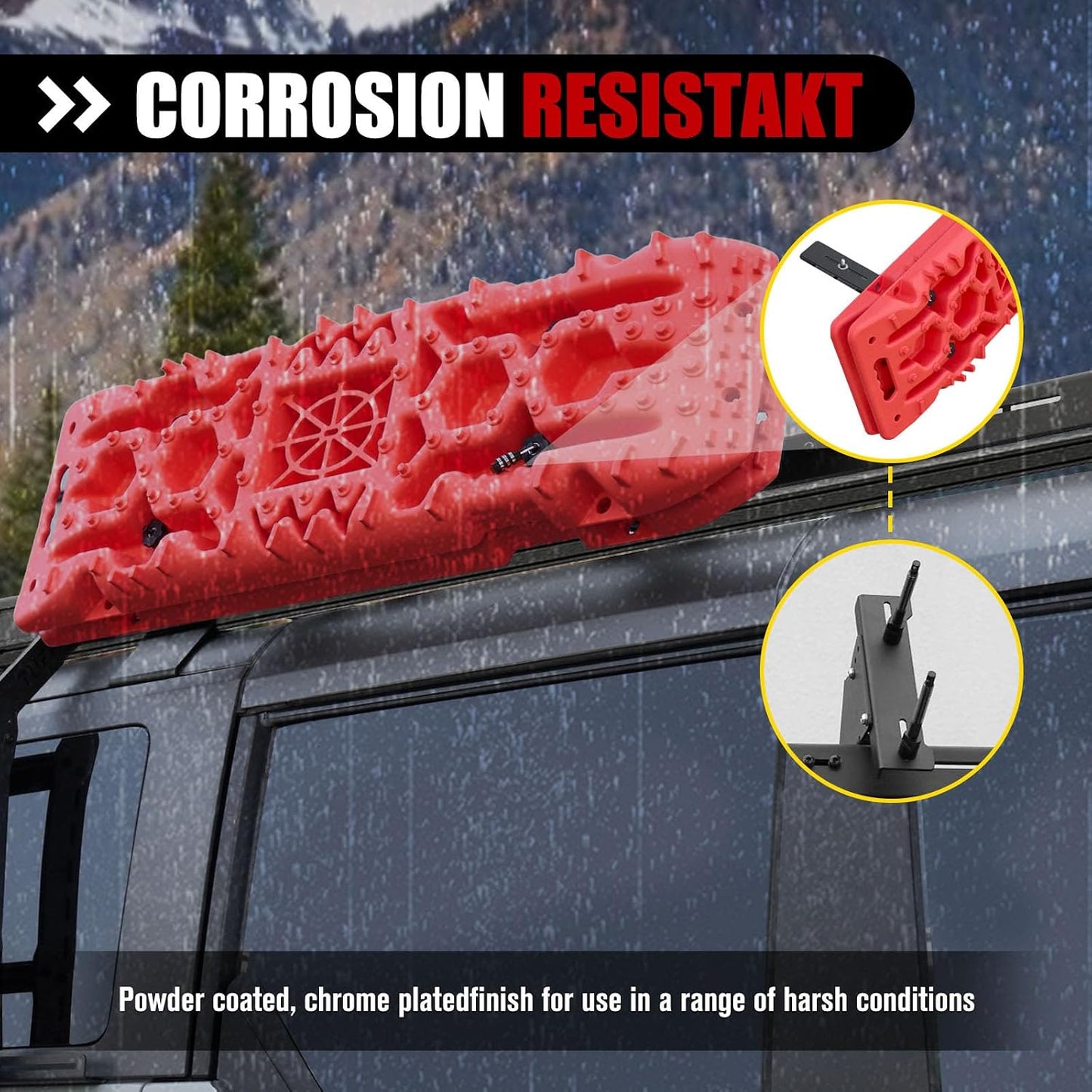 FieryRed Recovery Track Board Mounting Kit, Universal Traction Boards Mount Bracket, Side Mount for Roof Platform Rack with Lock for Overland Vehicle Roof Platform