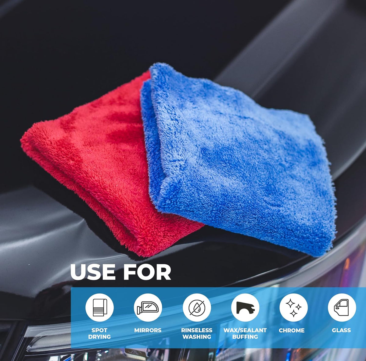 The Rag Company Eagle Edgeless 500 Detailing Towel, 16x16 in, 4-Pack