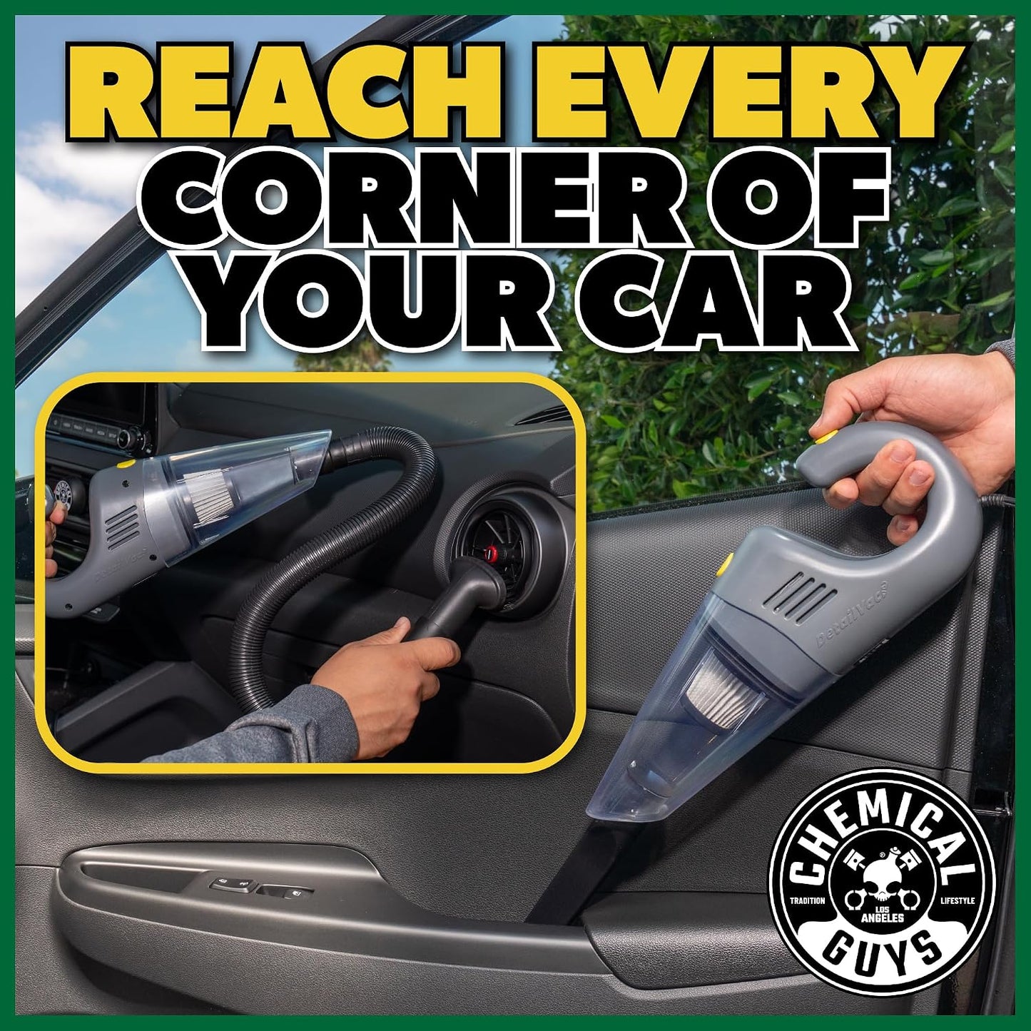 Chemical Guys EQP410315 DetailVac Handheld Portable Car Vacuum with Carpet & Upholstery Fabric Cleaning Kit (Great for Cars, Trucks, SUVs, RVs & More), 4 Item Kit