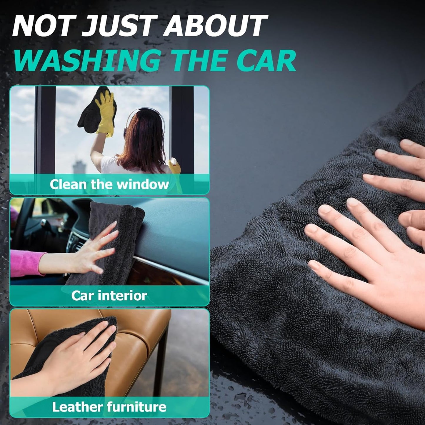 Microfiber Towels For Cars 2-Pack Car Drying Towel 1300 Gsm Ultra-Large Soft Microfiber 35" x 27.5" &amp; 19.7" x 11.8" Towels Are Great For Car And Home Cleanups No Streaks, Scratches Or Water Spots