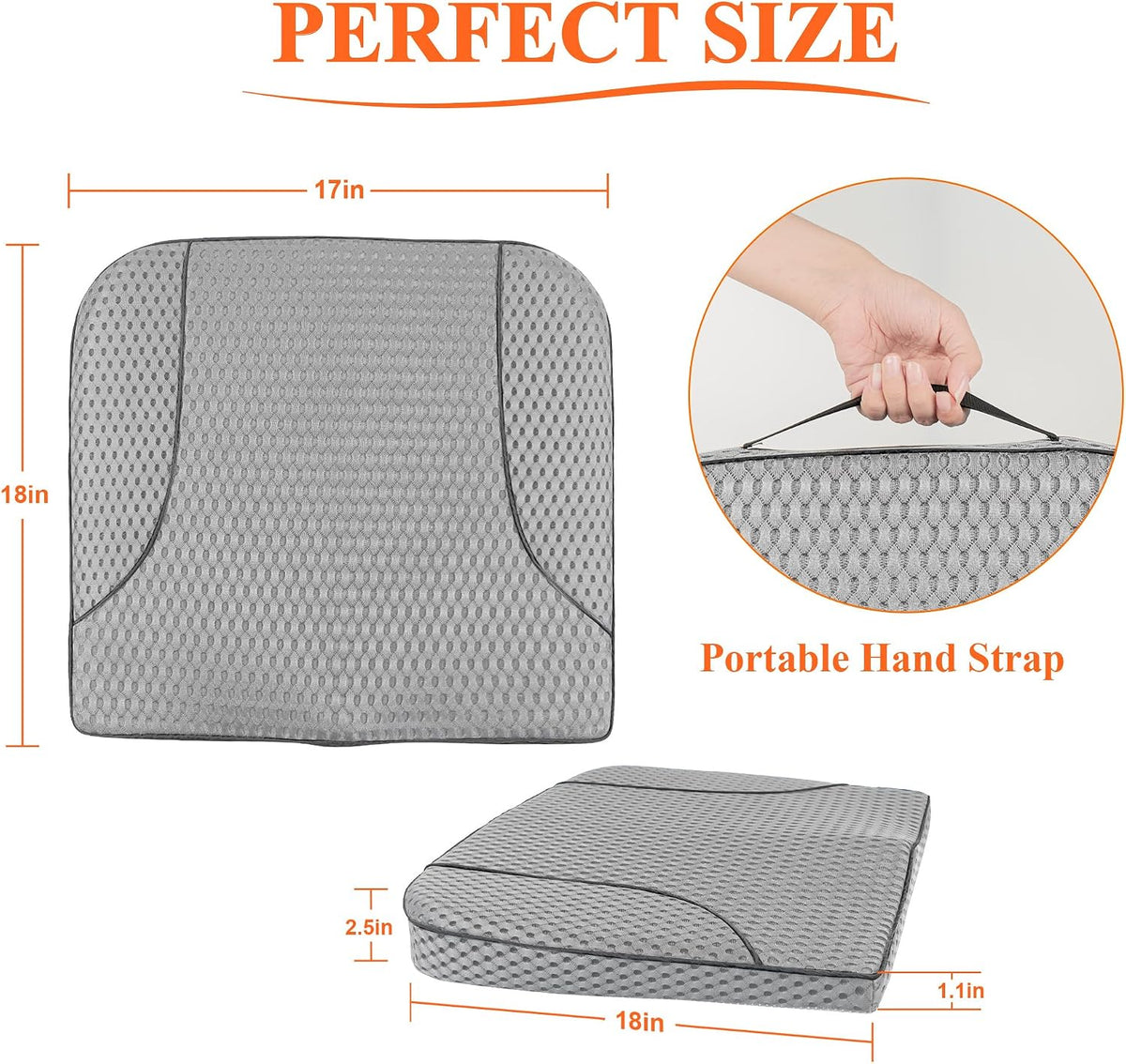 kingphenix Memory Foam Car Seat Cushion for Driving Comfort and Office Use