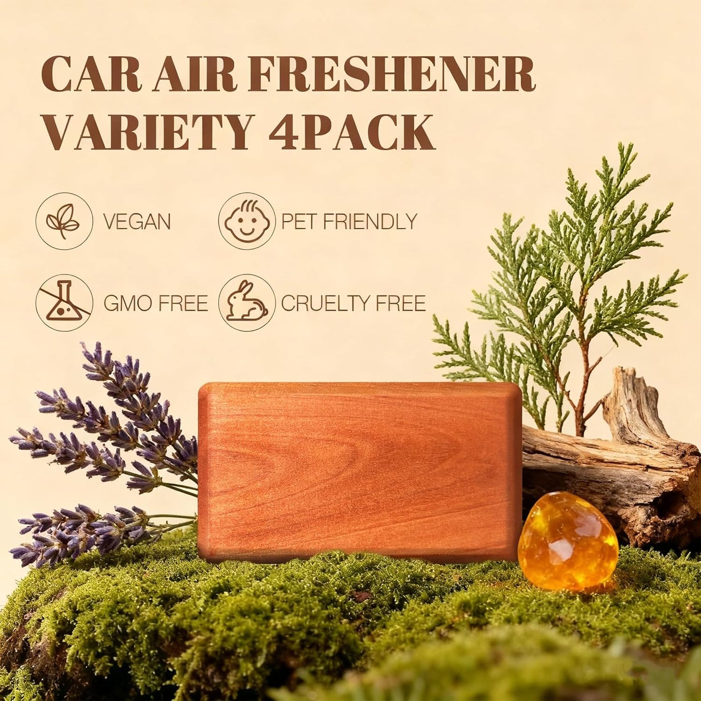 Car Air Freshener Starter Kit - Wood Car Freshener for Visor Clip - Long Lasting Car Scent - Car Odor Eliminator - CLIP INCLUDED