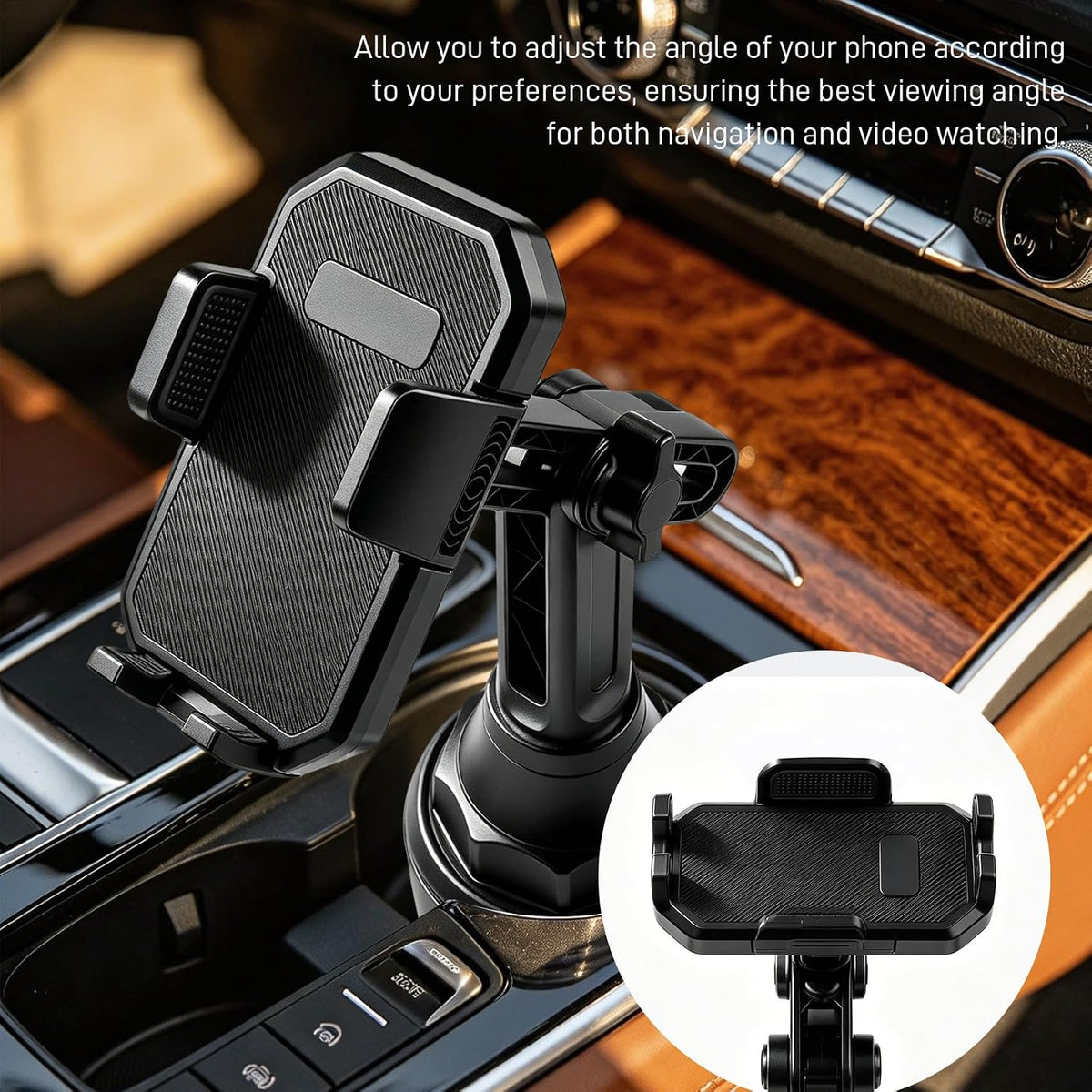 Cup Phone Holders for Your Car,Car Cup Phone Holder, Rotatable & Adjustable Long Neck Car Cup Holder Phone Mount, Auto Interior Smartphone Expander Mount Accessories for Most Vehicles
