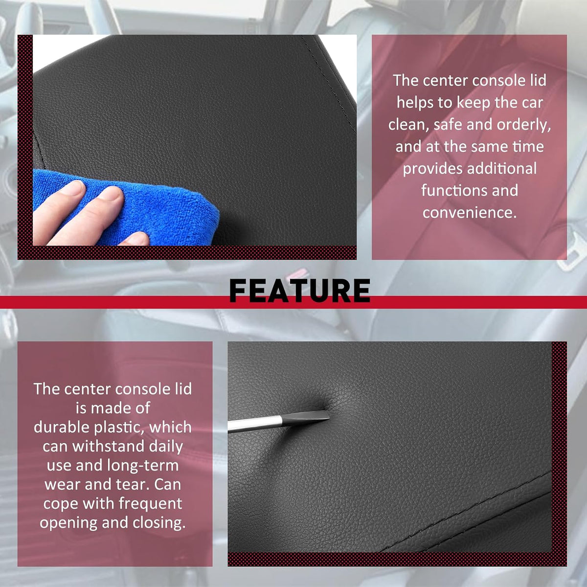 HECASA Center Console Arm Rest Lid Compatible with 2013-2019 Flex