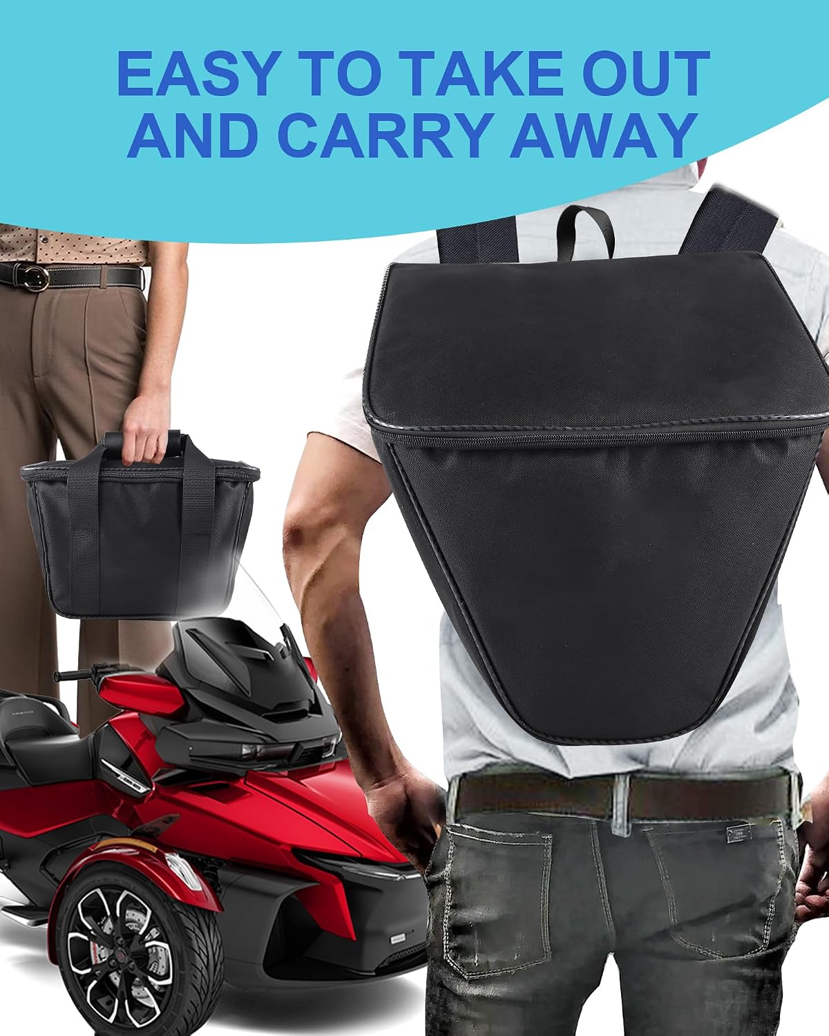 Upgraded Front Trunk Organizer Cooler Bag, Removable Waterproof Frunk Liner With Insulated Cooler Compartment, 2 Pcs Set Compatible With Can-Am Spyder RT RT-L RT-S 2020-2026 Accessories