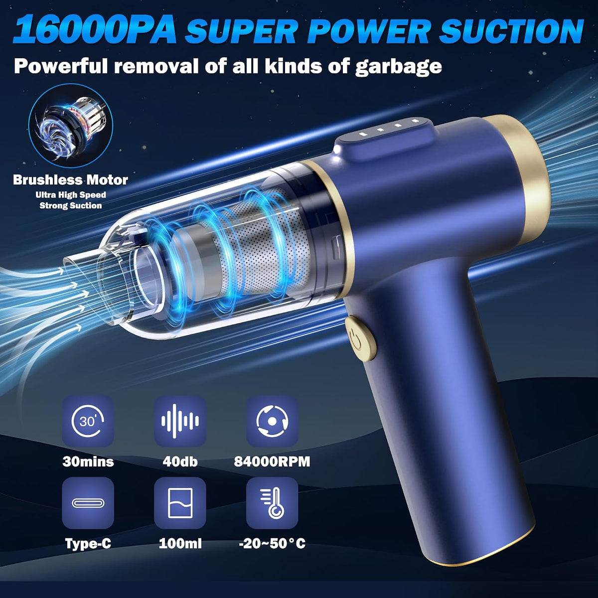 Handheld Car Vacuum Cleaner,4-in-1 Portable Mini Car Vacuum Cleaner