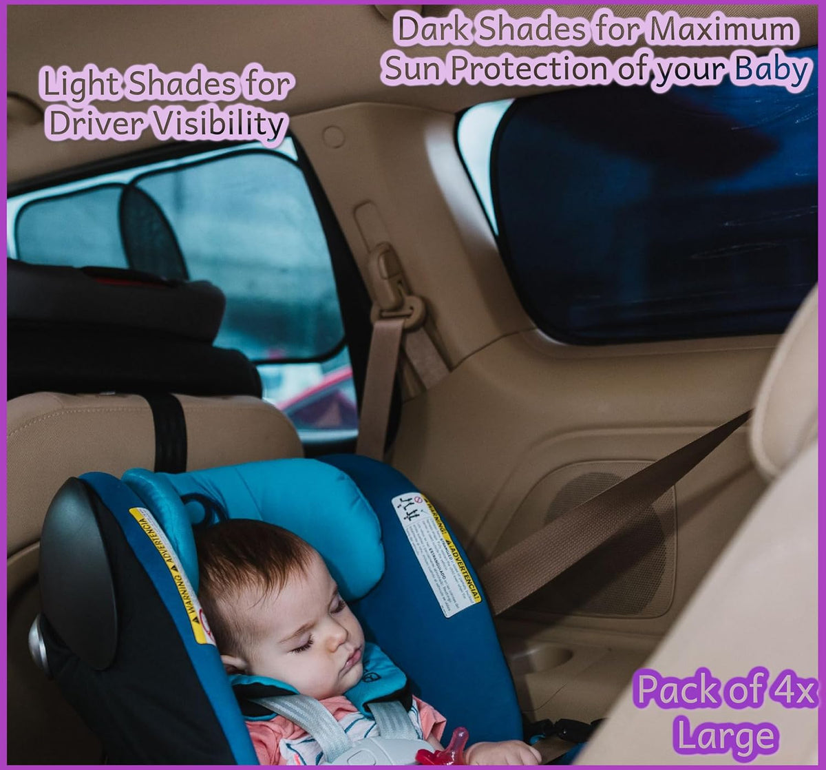 Car Window Shades - Certified 99.79% UVA & 99.95% UVB Sun Protection