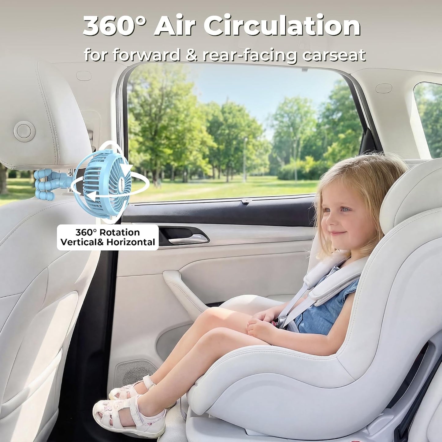 AMACOOL Battery Operated Stroller Fan, Baby Travel Essentials for Beach Disney, Newborn Boy & Girl Showers Gifts Registry Search, Flexible Tripod Clip On Fan for Car Seat Wagon Crib Bike Treadmill