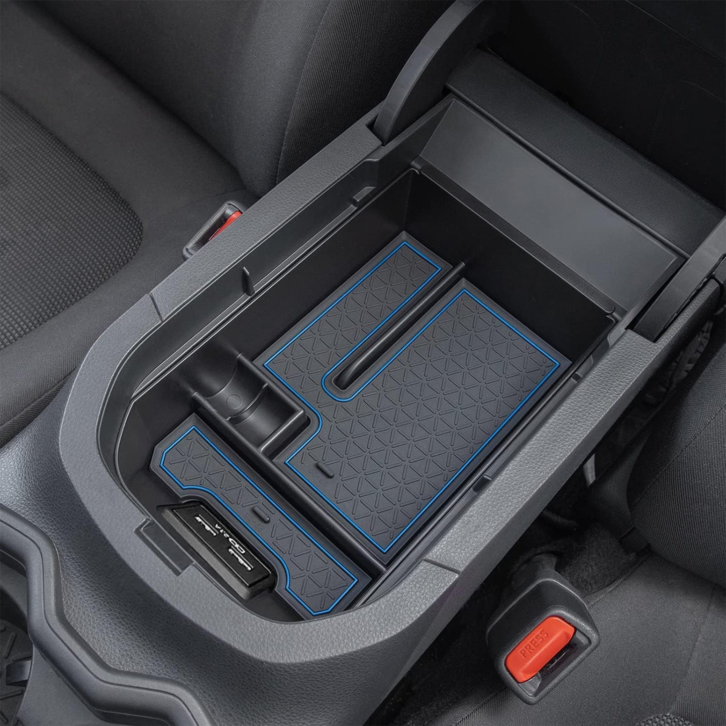 JDMCAR Center Console Tray Organizer Compatible with Toyota RAV4 Accessories 2019-2024 2025 and 2021-2025 RAV4 Prime, Armrest Insert Container ABS Material Secondary Storage Box-Red