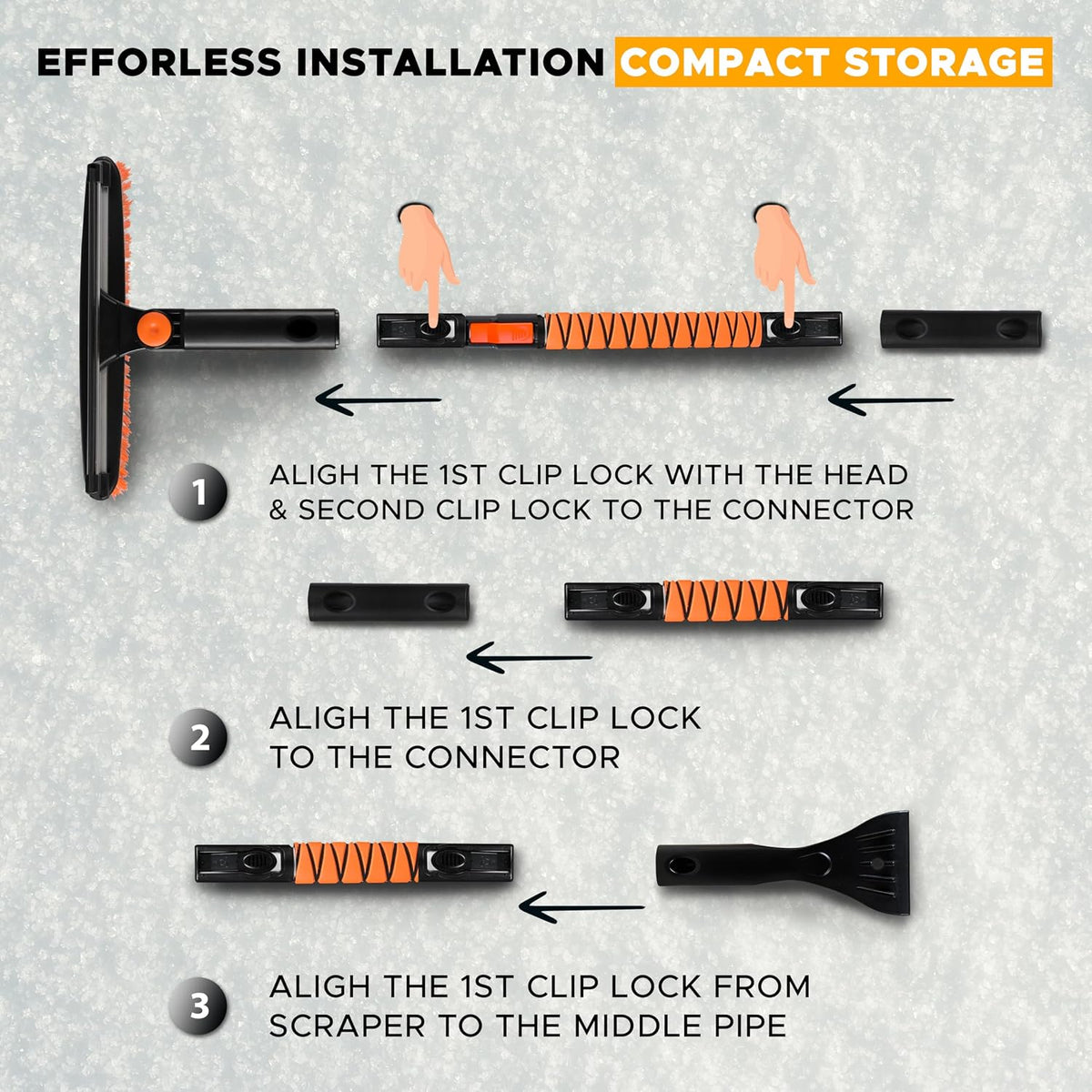 EcoNour 47" Extendable Snow Brush and Ice Scraper Pivoting Squeegee