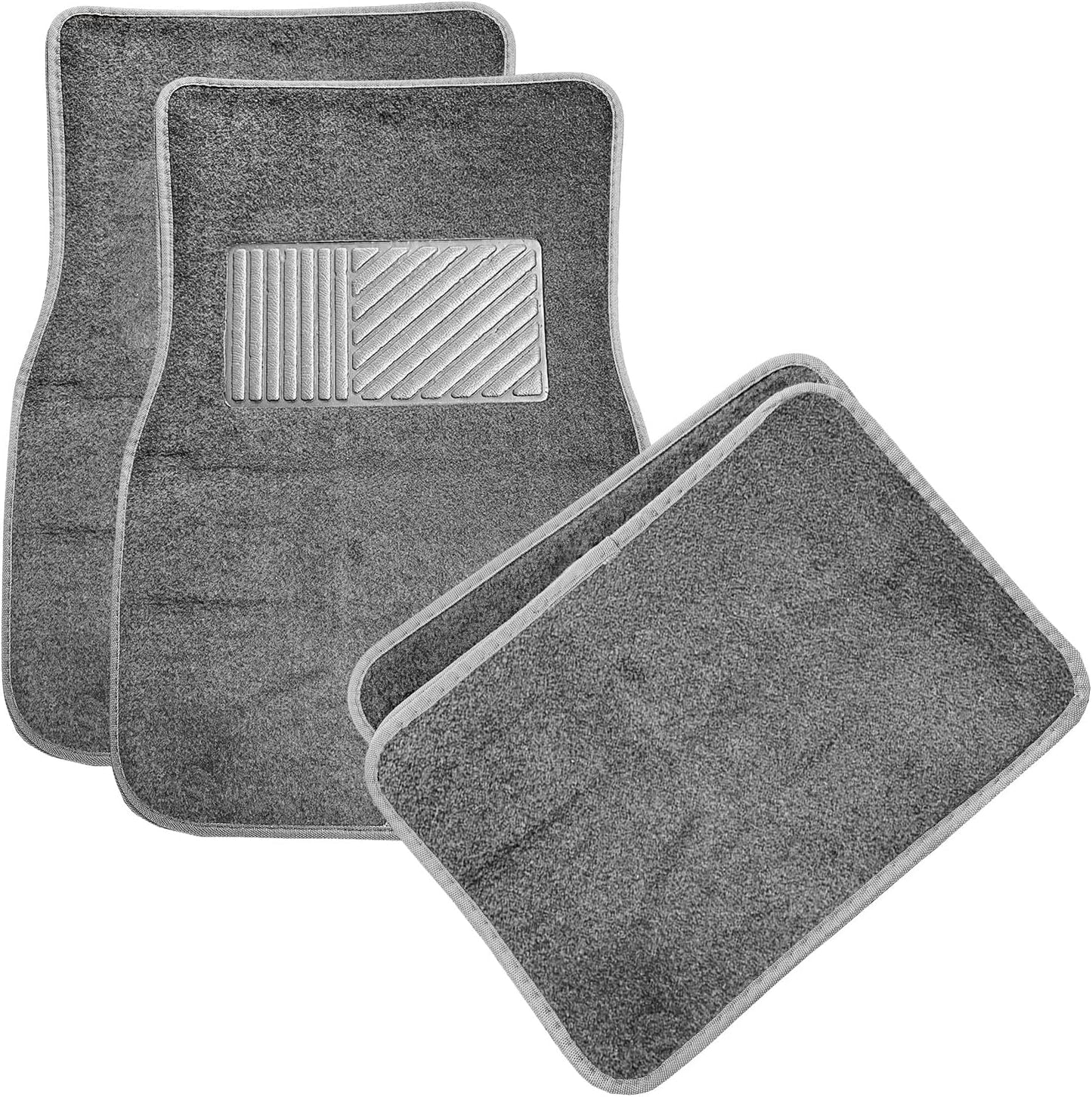 4PCS Car Floor Mats, Anti-Slip Waterproof Car Carpets with Safety Heel Pad, Heavy Duty Floor Mat for All Weather Protection, Universal Trim to Fit for Sedans Trucks SUVs (Black)