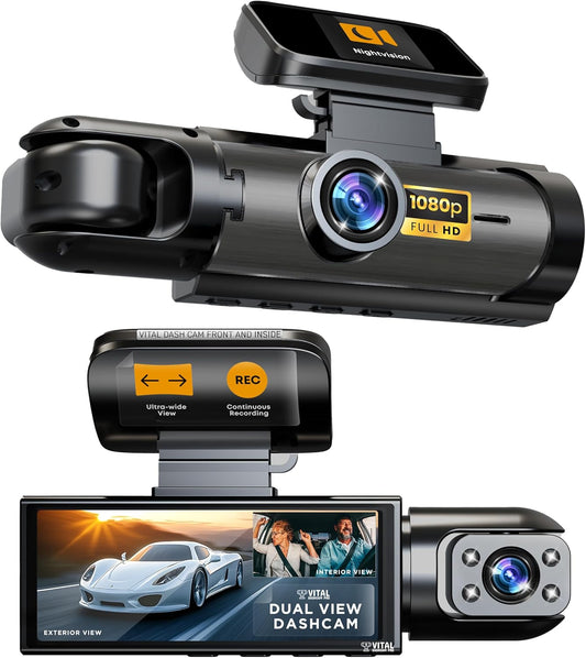 Vital Dash Camera Pro 2026 Dashcam Front and Rear Camera for Cars FHD