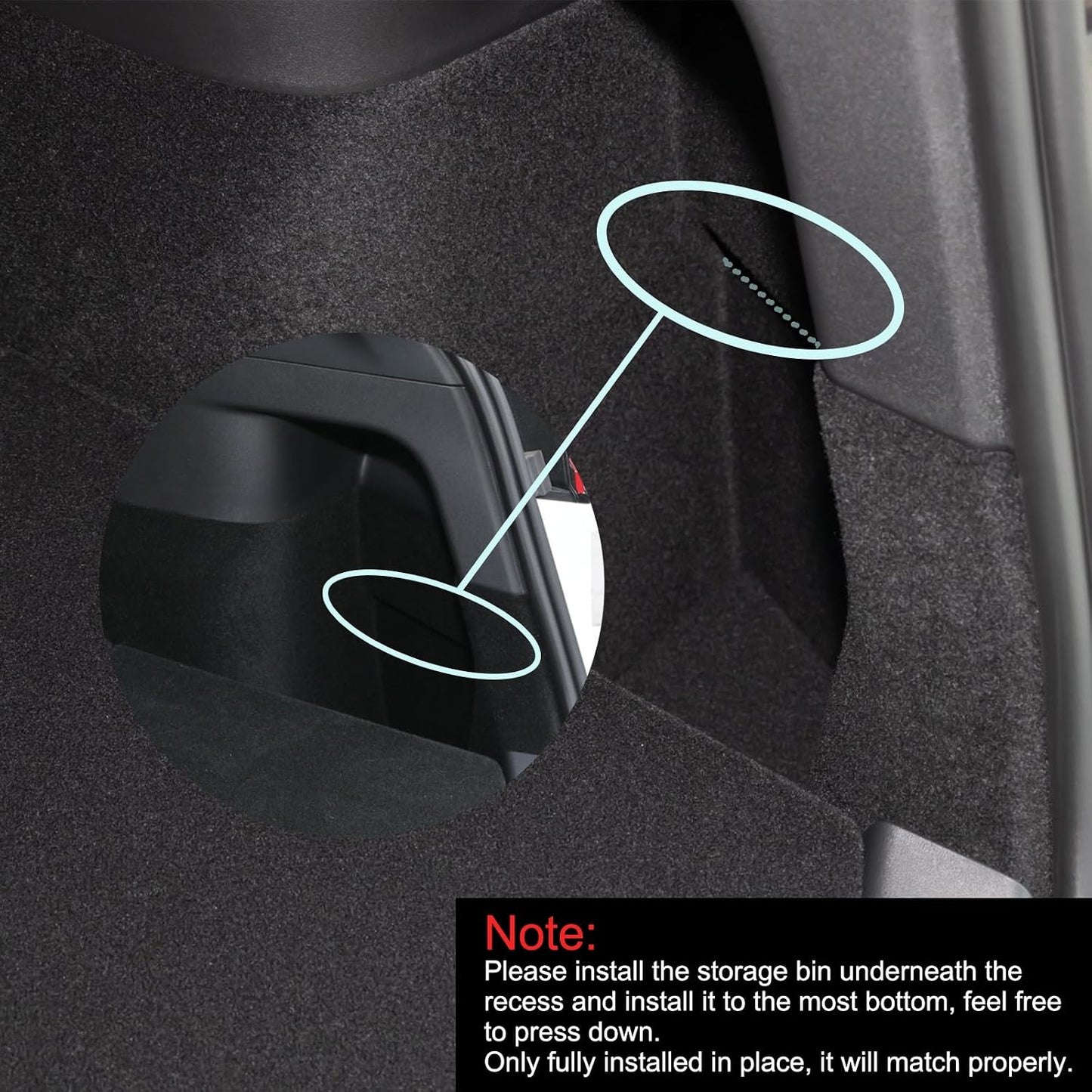 LUCKEASY 2PCS Trunk Storage Bins for Tesla Model Y 2022-2024 Gigafactory | Not Fit Juniper 2025+, Not Fit Fremont Builds, Trunk Organizer With Lids, Trash Cans, Car Accessories, TPE, Black