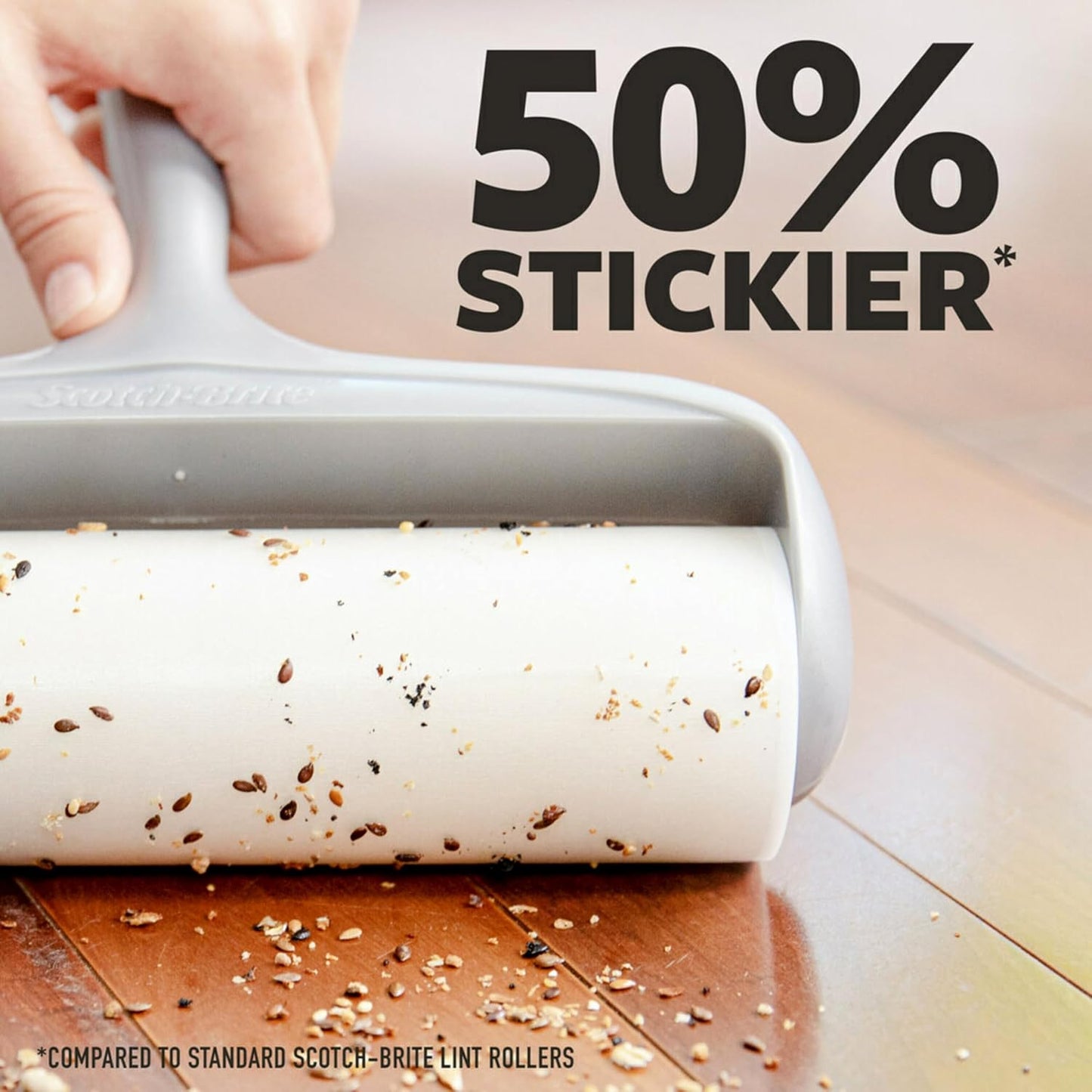 Scotch-Brite Extreme Clean Large Lint Roller, 50% Stickier*, Heavy Duty for Removing Debris and Pet Hair on Clothes, Furniture, Cars, Offices & More, 1 Pack, 60 Adhesive Sheets Total