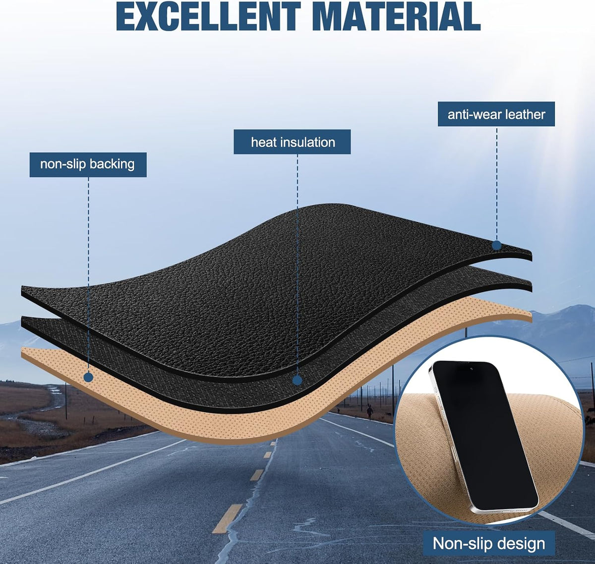 Leather Dashboard Dash Cover Mat Carpet PU Compatible with 2011 2012 2013 2014 Hyundai Sonata