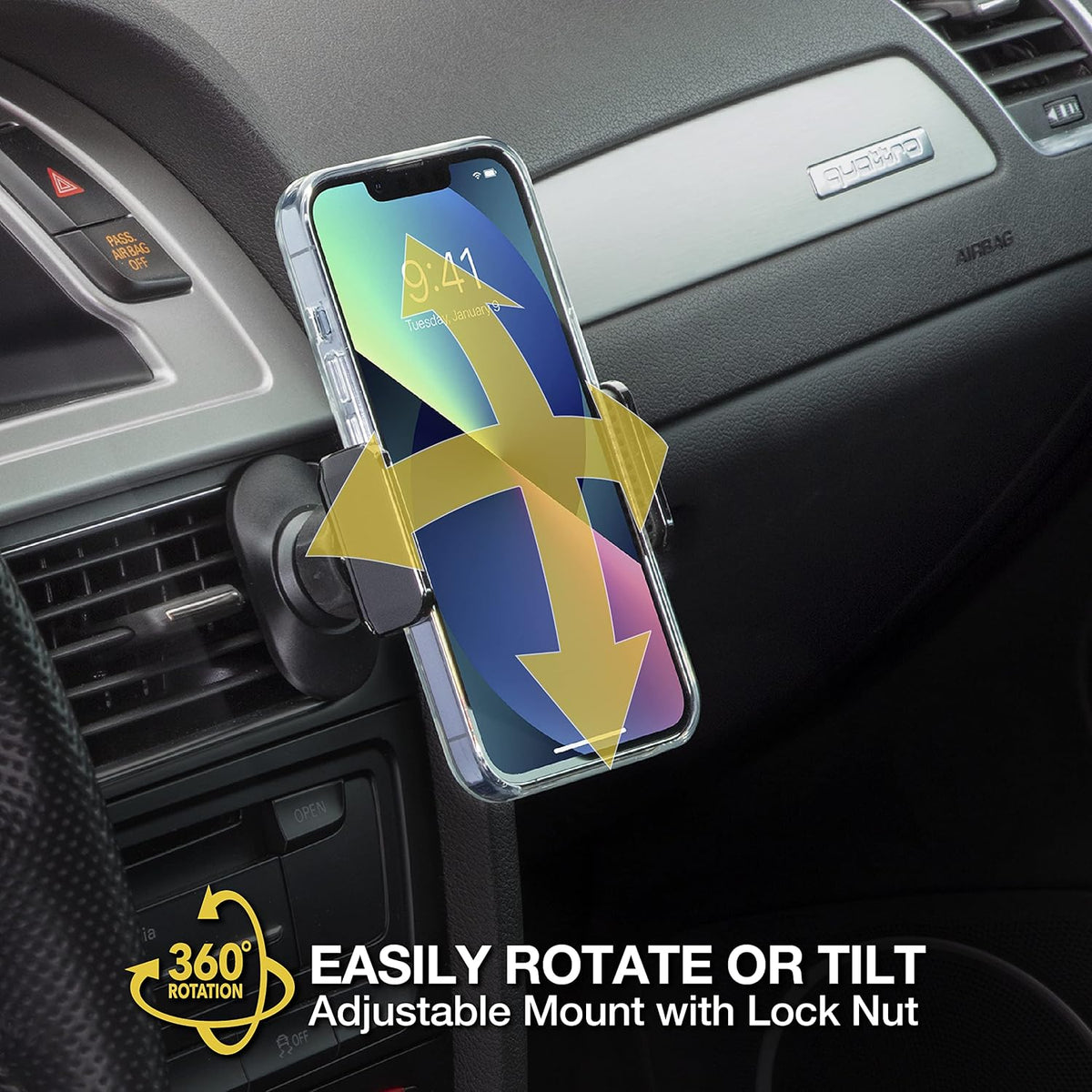 Scosche UH4DVM-SP CarMount 2-in-1 Universal Phone Vent or Dash Mount for The Car | Portable and Adjustable with 360 rotation