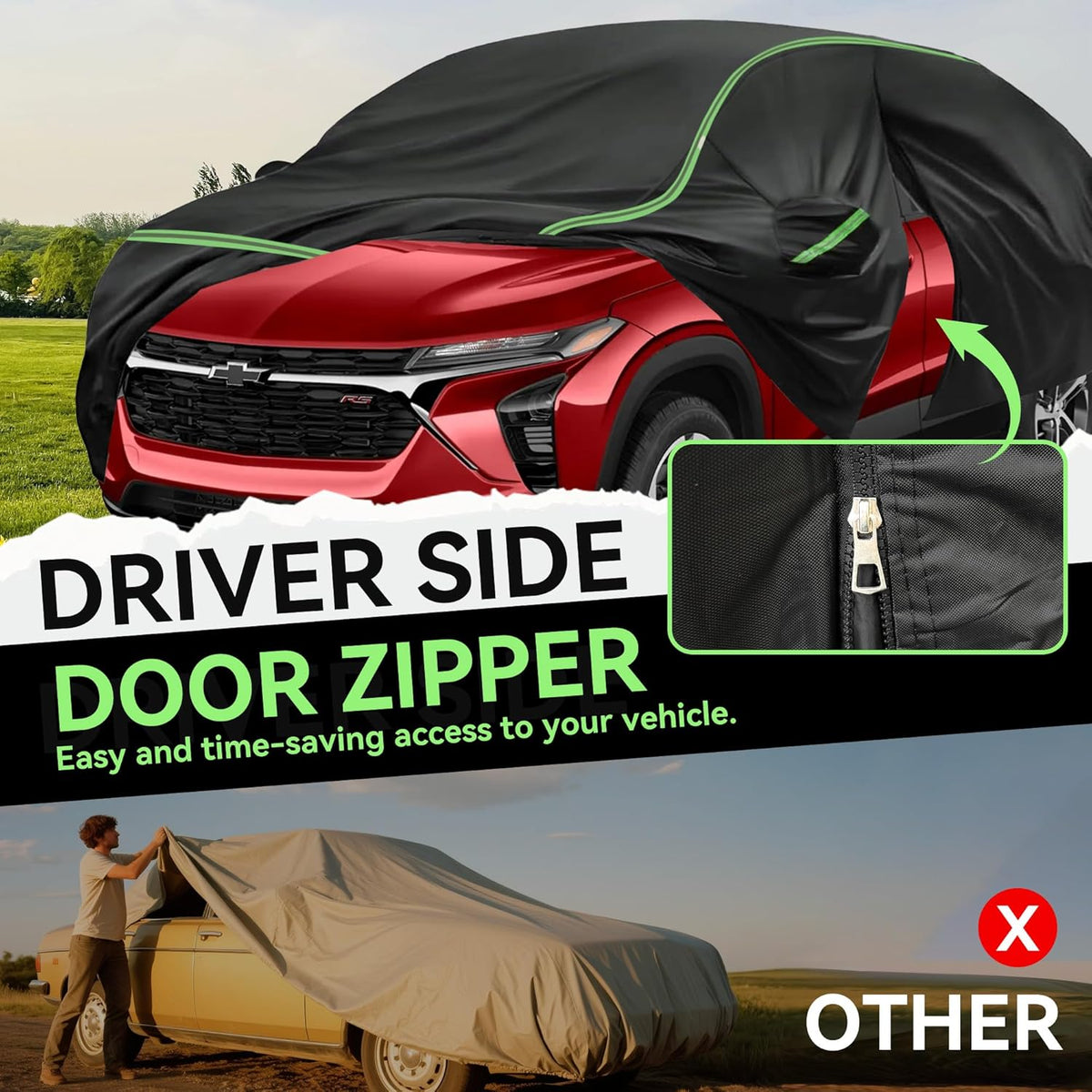 Car Cover for Nissan Rogue 2008-2025, SUV Size, 6 Layers Waterproof All Weather Protection, Sun UV Rain Snow Resistant with Windproof Straps & Reflective Design