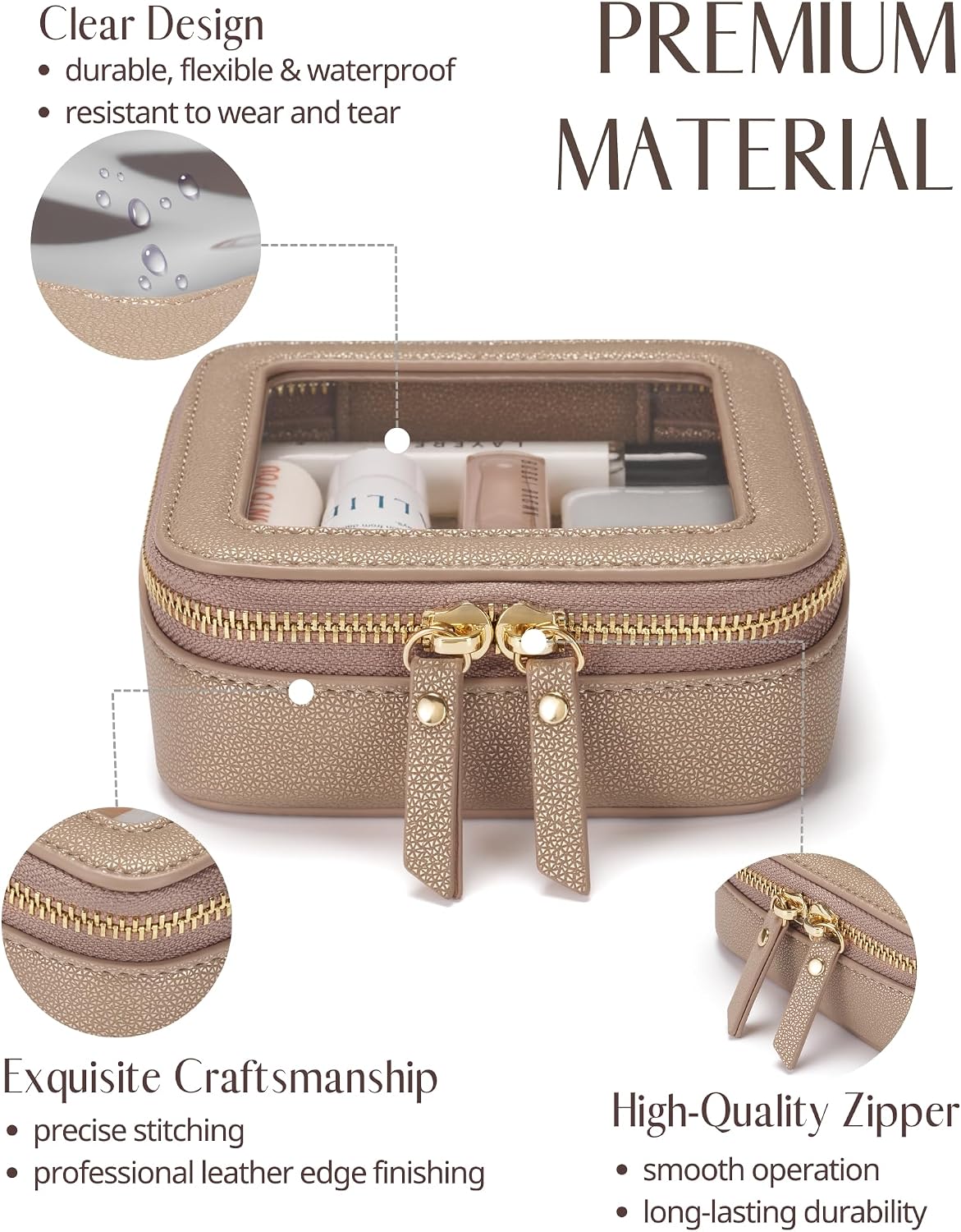 Popvibe Small Makeup Pouch Clear Makeup Bag for Purse Travel Mini Bag for Women for Essentials Cute Cosmetic Case Traveling Small Toiletry Bag Portable Mini Pouch for Car Organizer Bag Gold