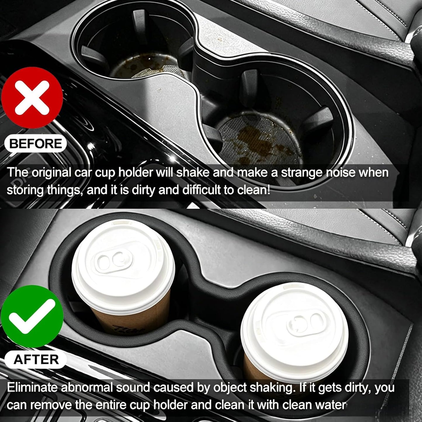 Center Console Cup Holder Inserts for Honda Pilot 2023-2026 Interior Accessories Front & Rear Car Drink Holder Organizer Protector(2PCS)
