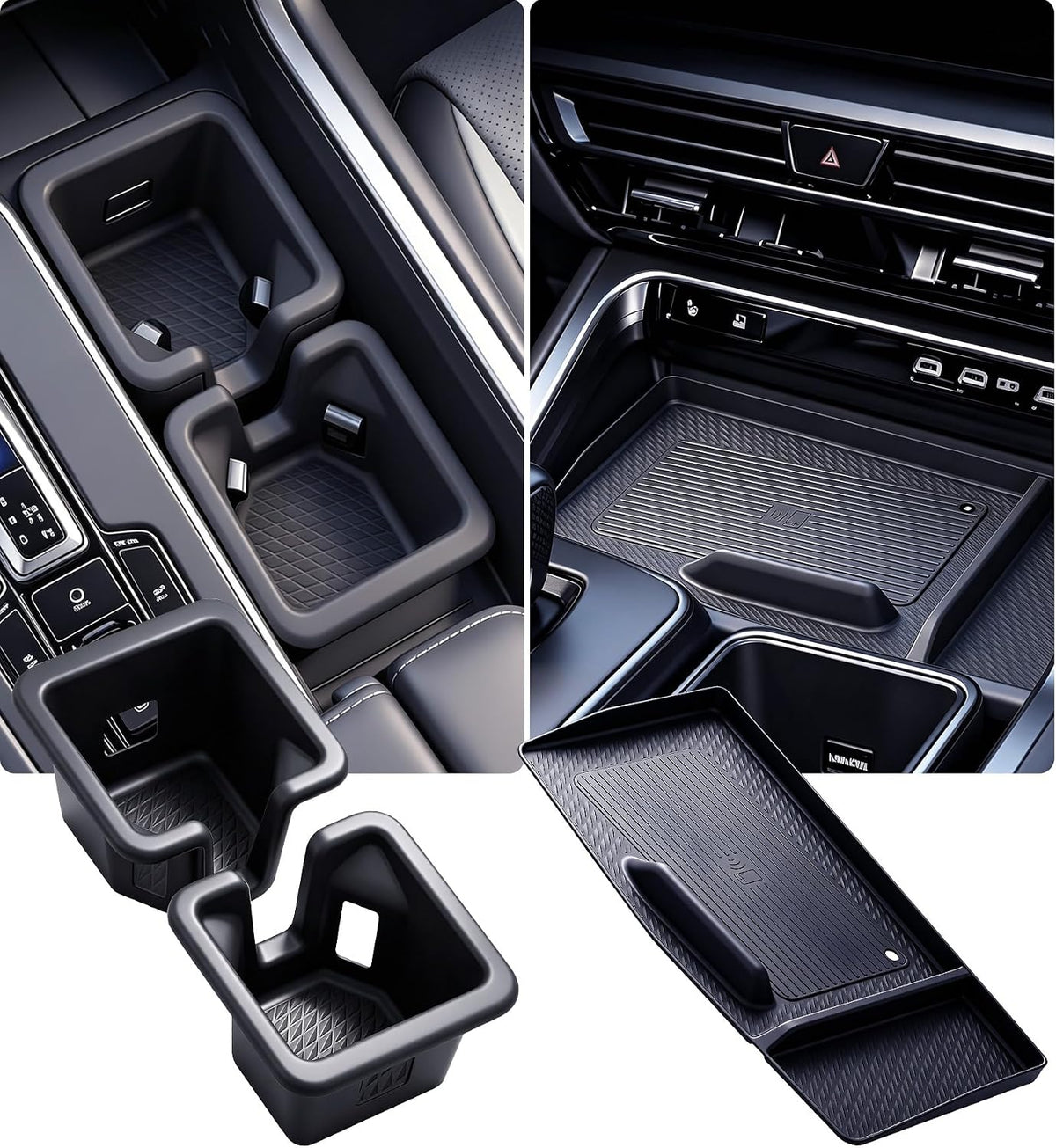 Cup Holder Insert & Wireless Charging Protective Mats for Lexus TX TX350/TX500h/TX550h+ 2026 2025 2024, Center Console Interior Accessories for 2024-2026 TX 350/500h/550h+, Black