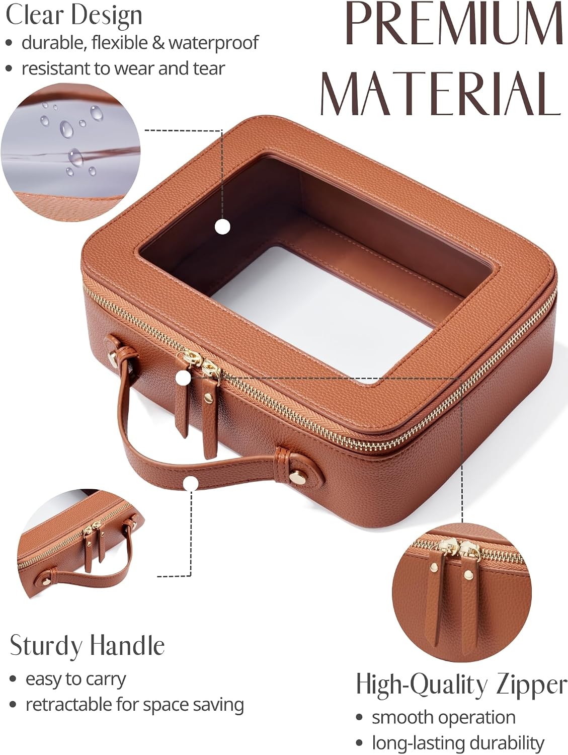 Popvibe Clear Makeup Bag Toiletry Case Travel Transparent Cosmetic Bag with Zipper, Portable Make Up Organizer Traveling Compact Car Bag for Essentials