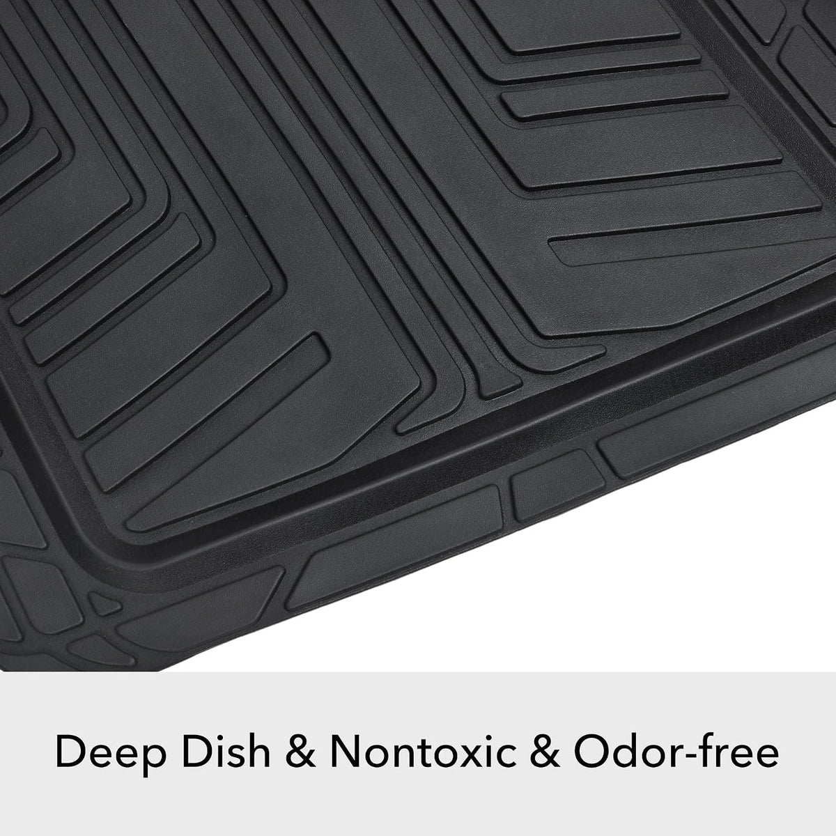 Amazon Basics 2-Piece Premium All-Season Anti-Slip Rubber Floor Mats for Cars, SUVs and Trucks, Universal Trim to Fit, Black