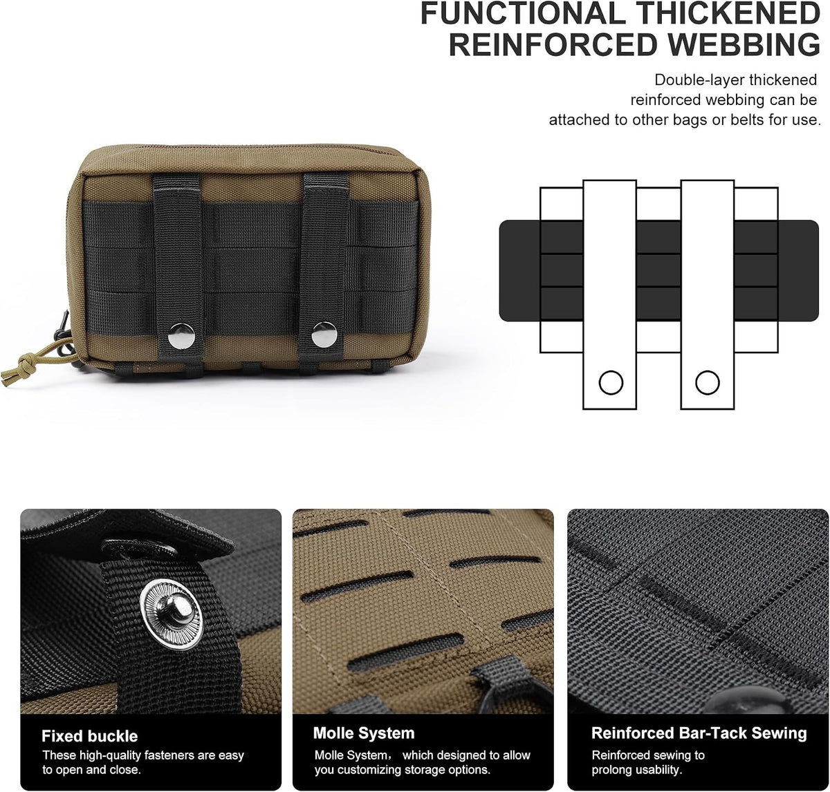 Mardingtop 600D/Cordura Tactical Molle Utility Pouch, Small Military Admin EDC Tool Organizer Bag