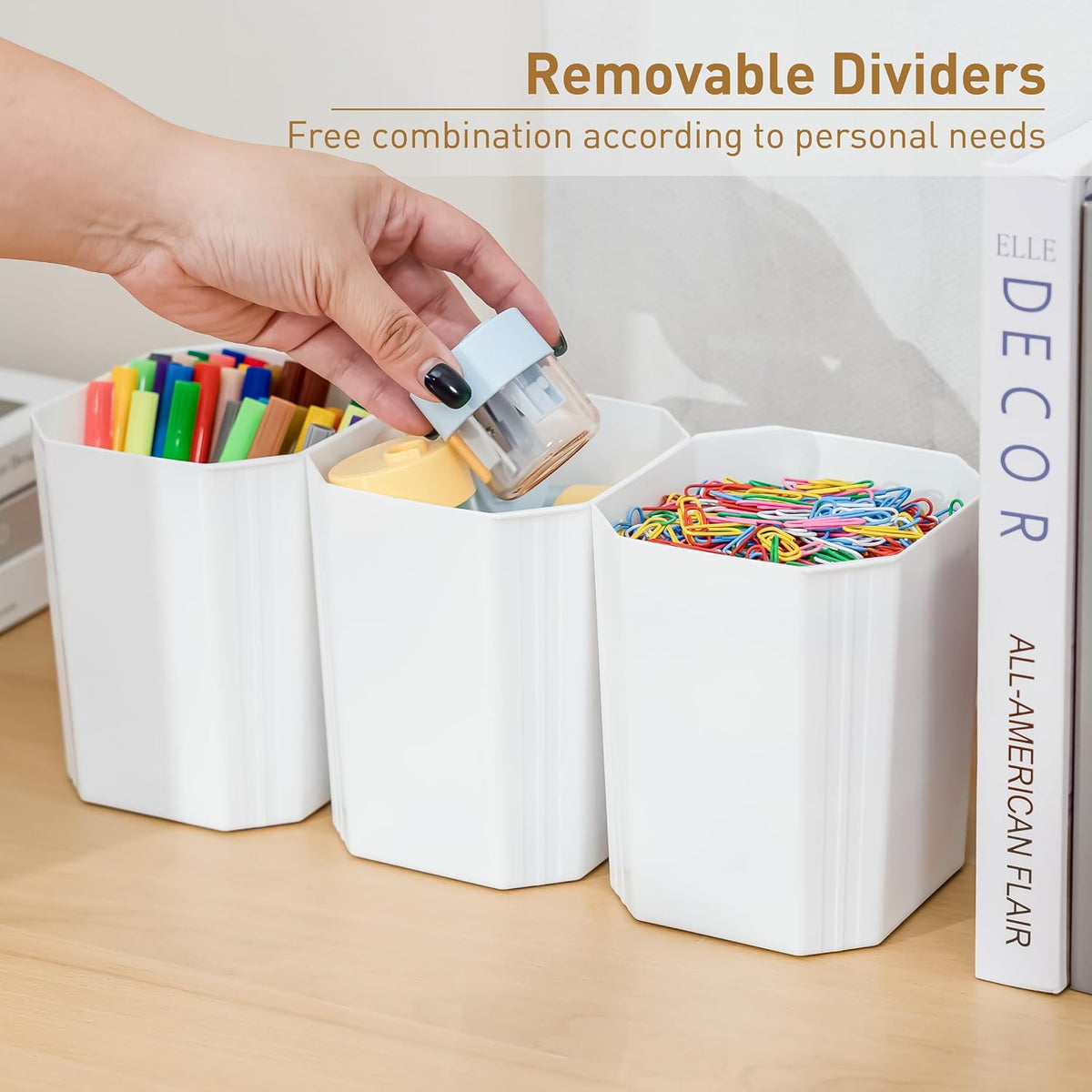 Citylife 17QT 4-Pack Storage bins with Lid 6 Marker inserts Buildable Lid