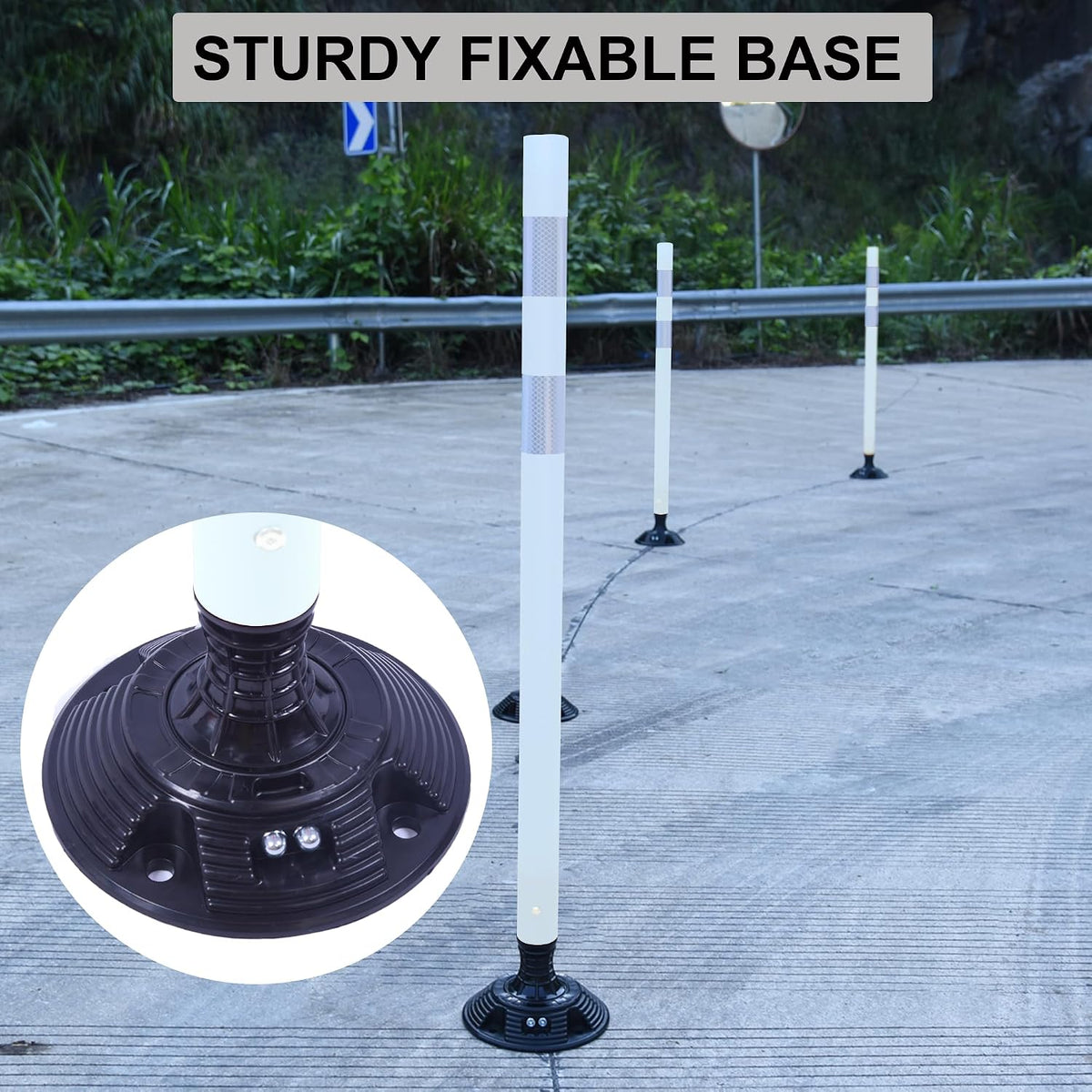 OrangeStar 8 Pack 48" Traffic Delineator Post with Fixable Base